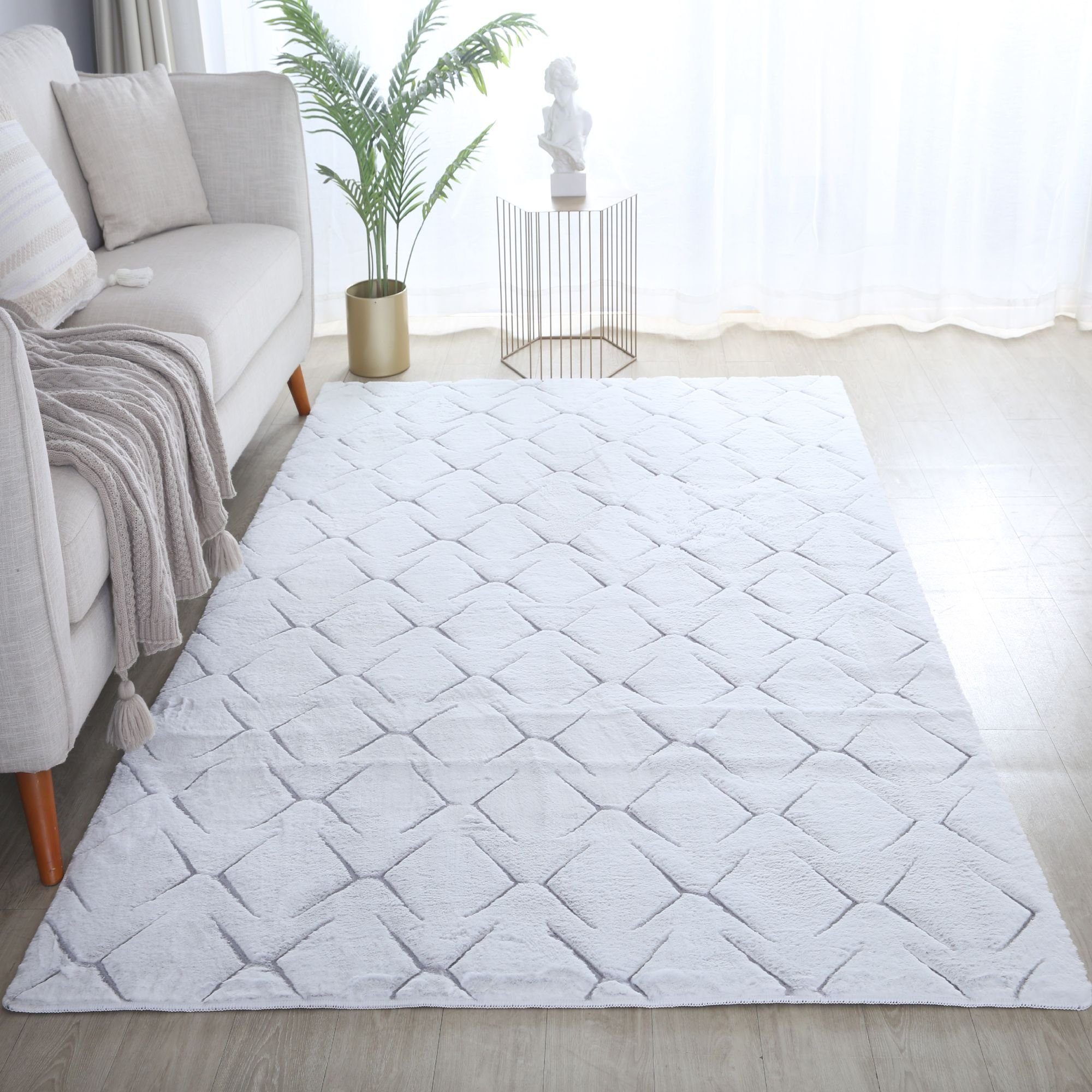 Fellteppich Skandinavisches Design, Carpetsale24, Läufer, Höhe: 15 mm, Teppich Wohnzimmer 3D Effekt Skandinavisches Design Felloptik