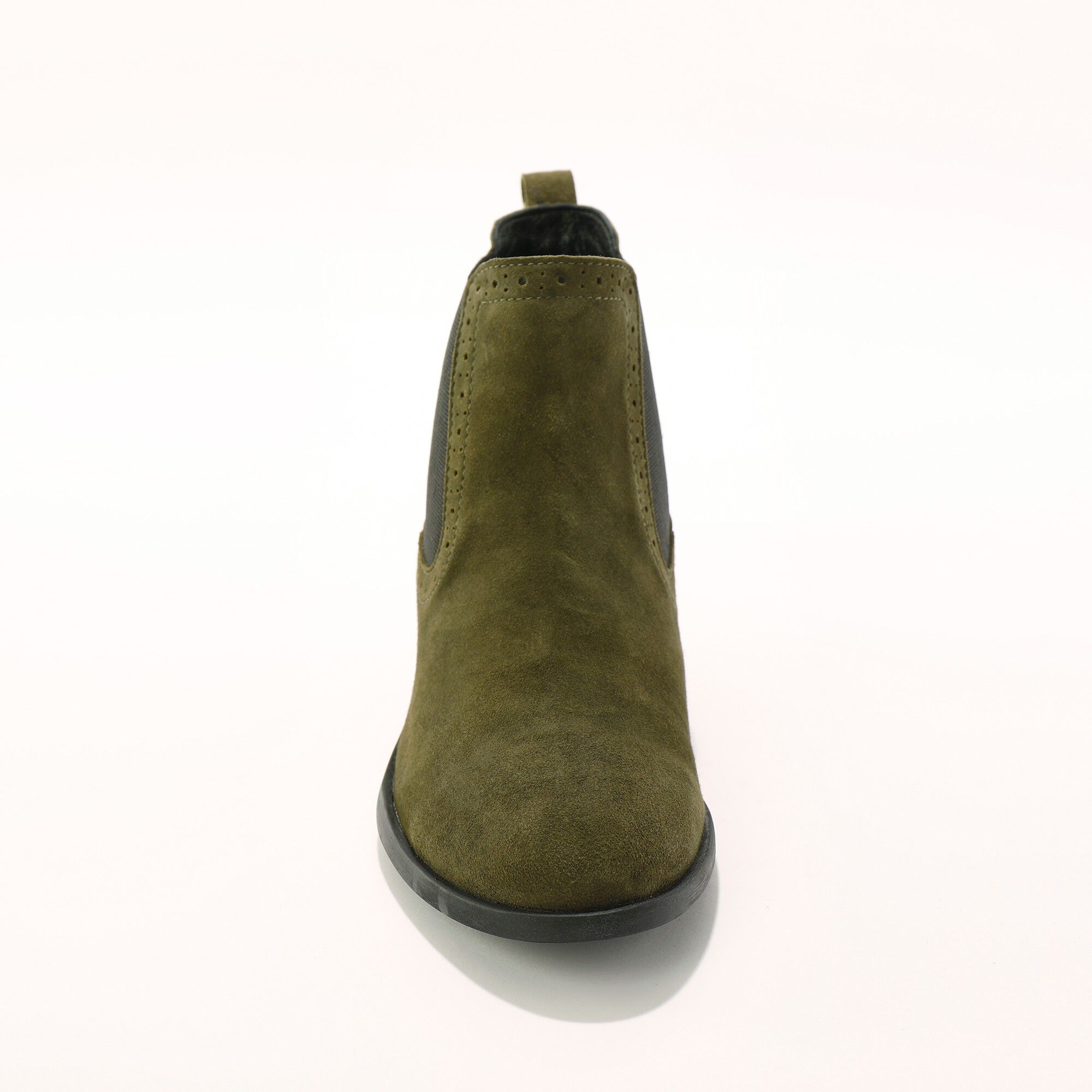 Boots élastiquées perforées Chelsea en croûte de cuir