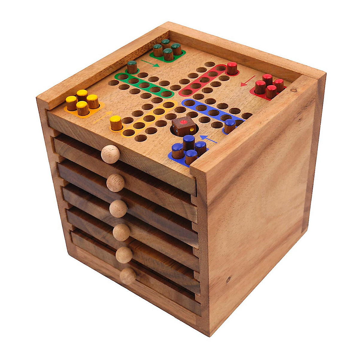 Tolle Spielesammlung, 6 verschiedene Spiele aus Holz in einer praktischen Holzbox