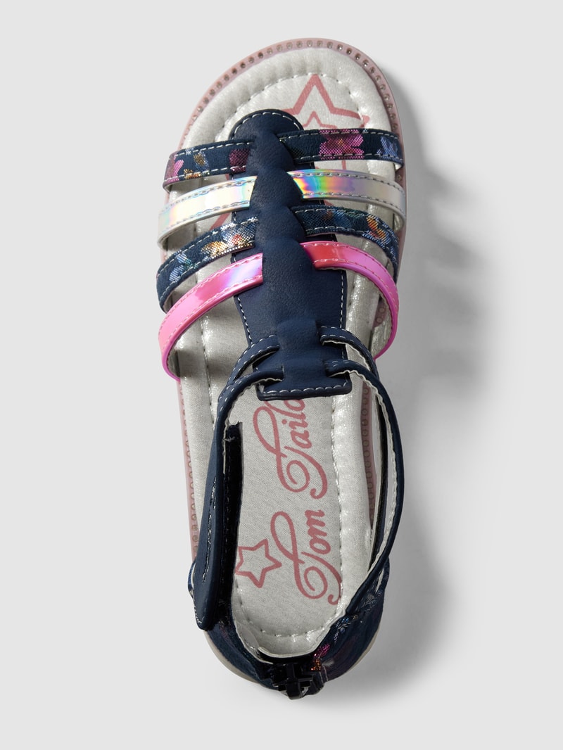 Sandalen mit Label-Stitching in marineblau