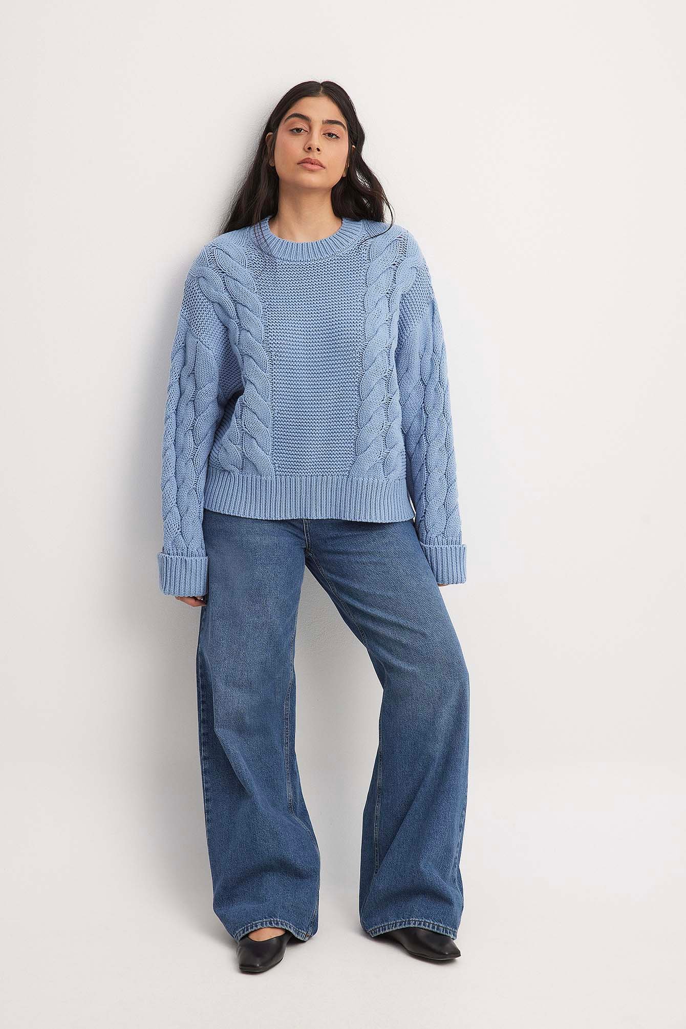Oversized-Strickpullover mit Zopfmuster