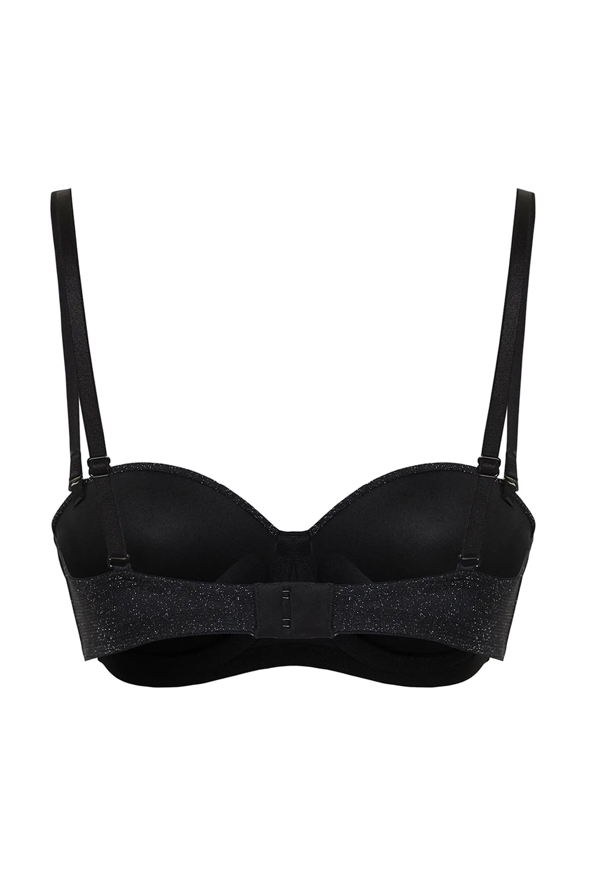 Trendyol Collection  Schwarzer Push-Up-Straplast-Strick-BH aus glänzendem Polyamid THMSS24SU00025