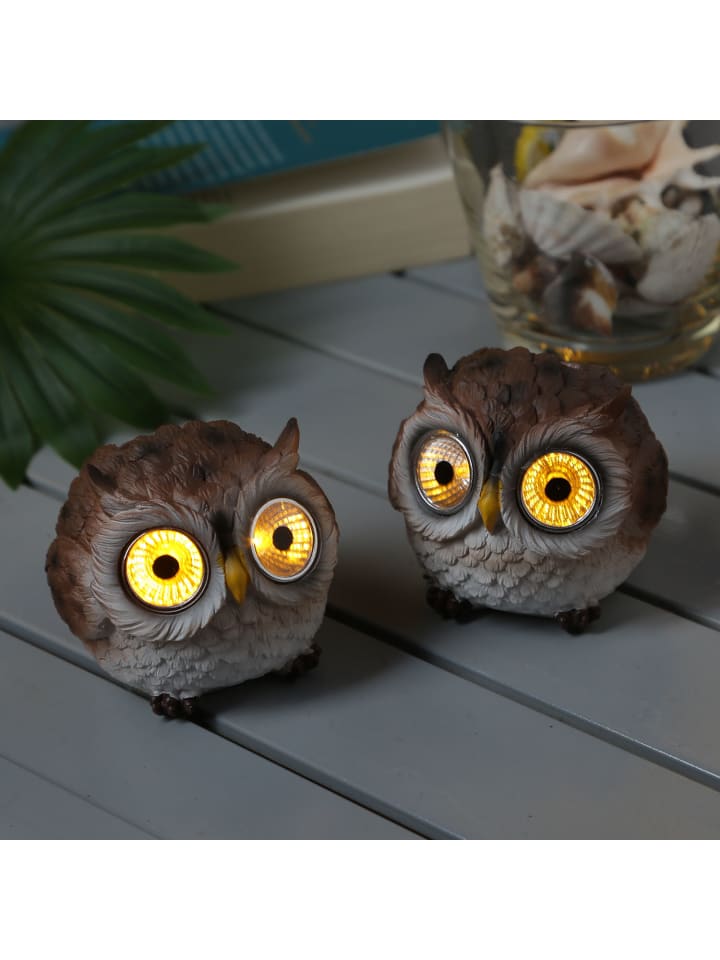 MARELIDA 2x LED Solar Eule Gartenfigur D: 9cm in braun günstig kaufen onesize
