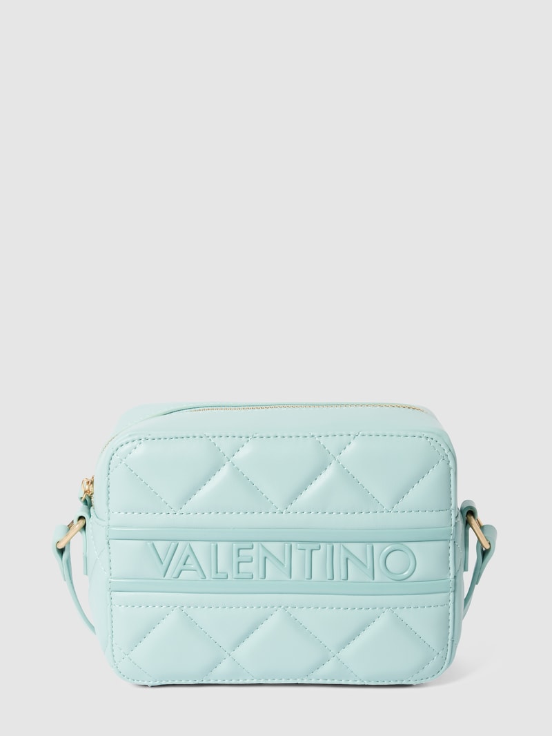 Handtasche mit Label-Details Modell 'ADA' in hellblau