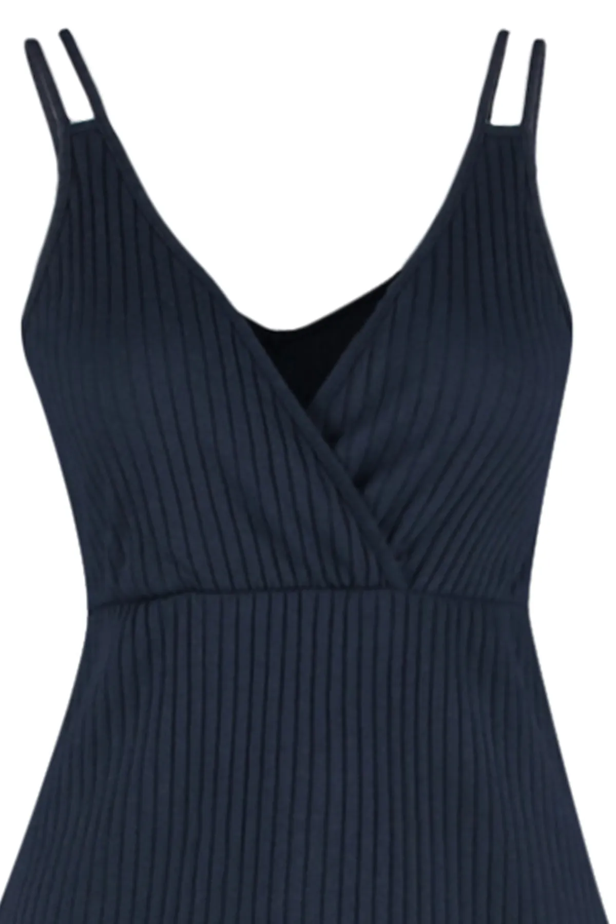 Trendyol Collection  Marineblaues Pyjama-Set aus geripptem Strick und Baumwollkordelzug THMSS21PT0125