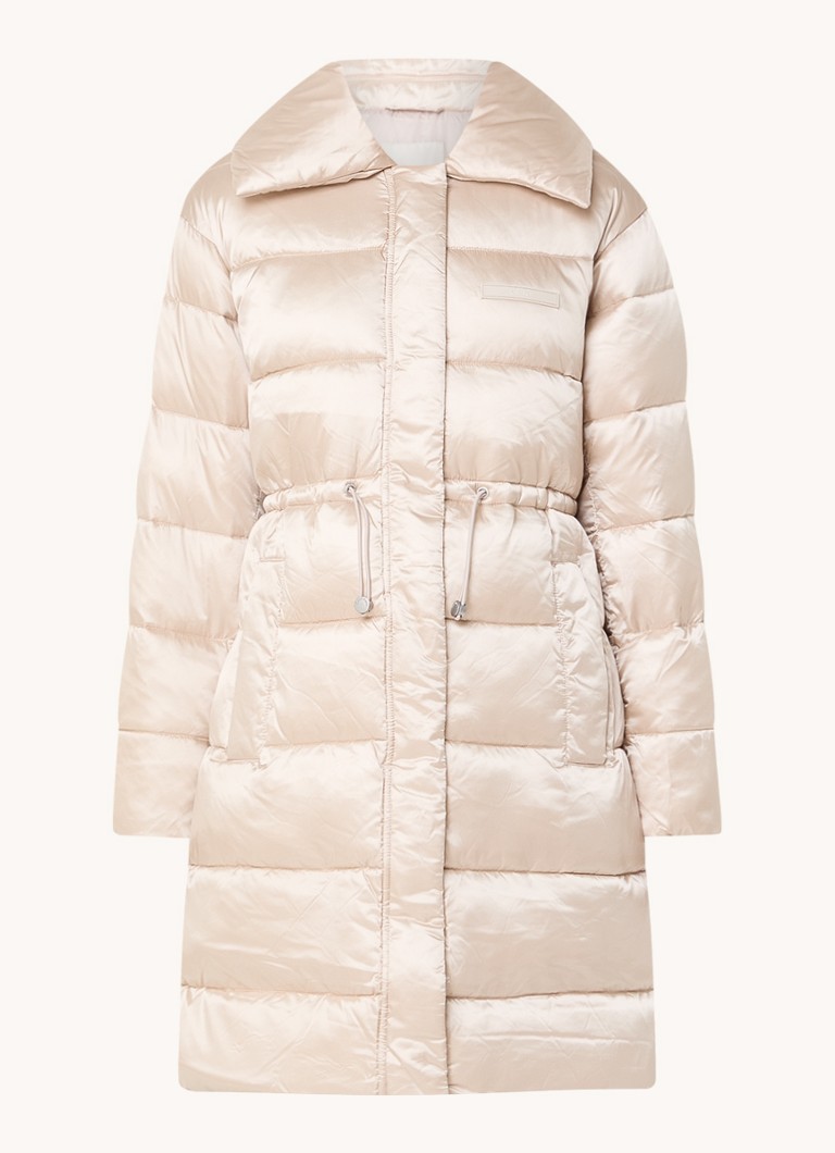 Calvin Klein Longline satin puffer jacket with drawstring