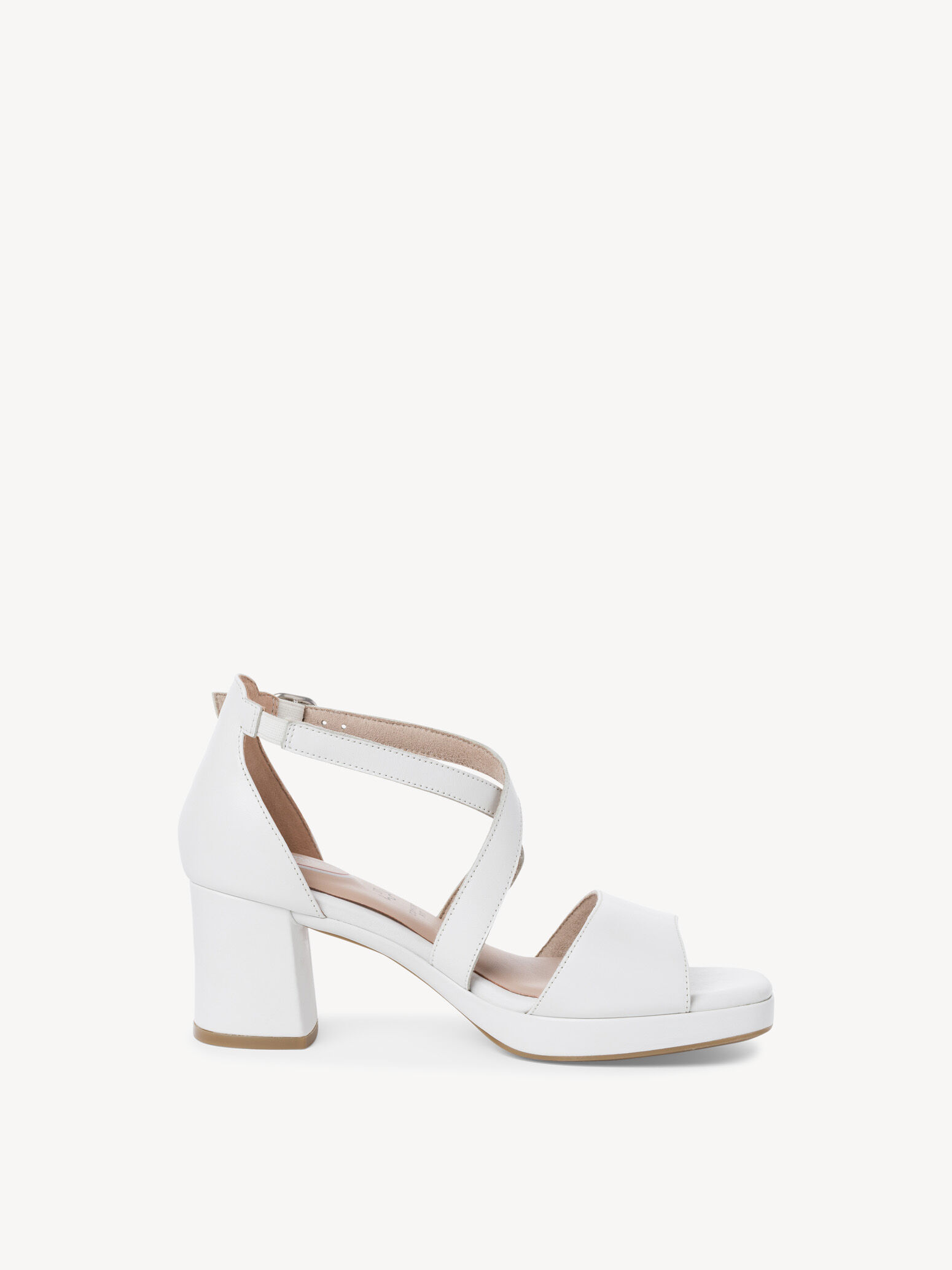 Sandale à talon en cuir - blanc