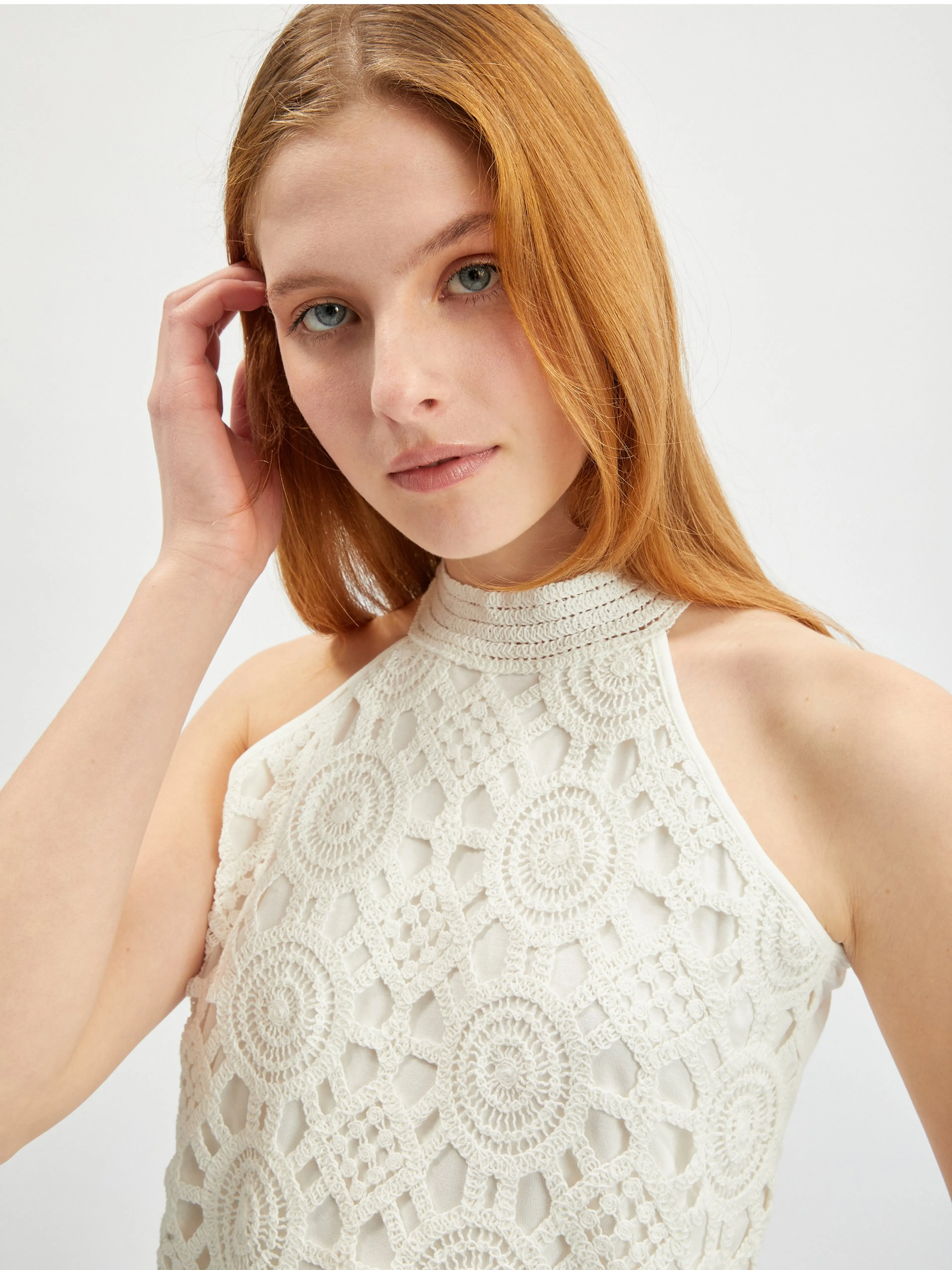 Cremefarbenes Damen-Spitzentop ORSAY