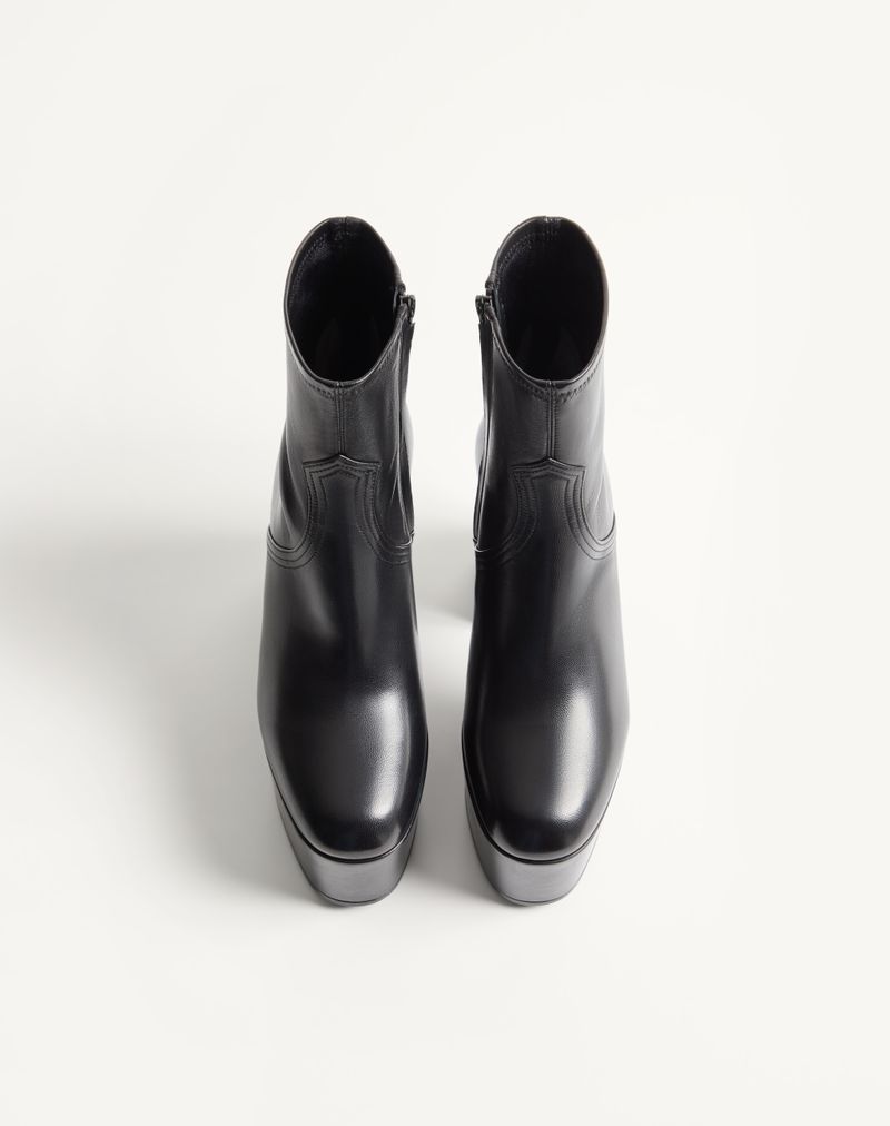 Bota de cano curto com plataforma Fawcette em couro napa elástico de 120 mm