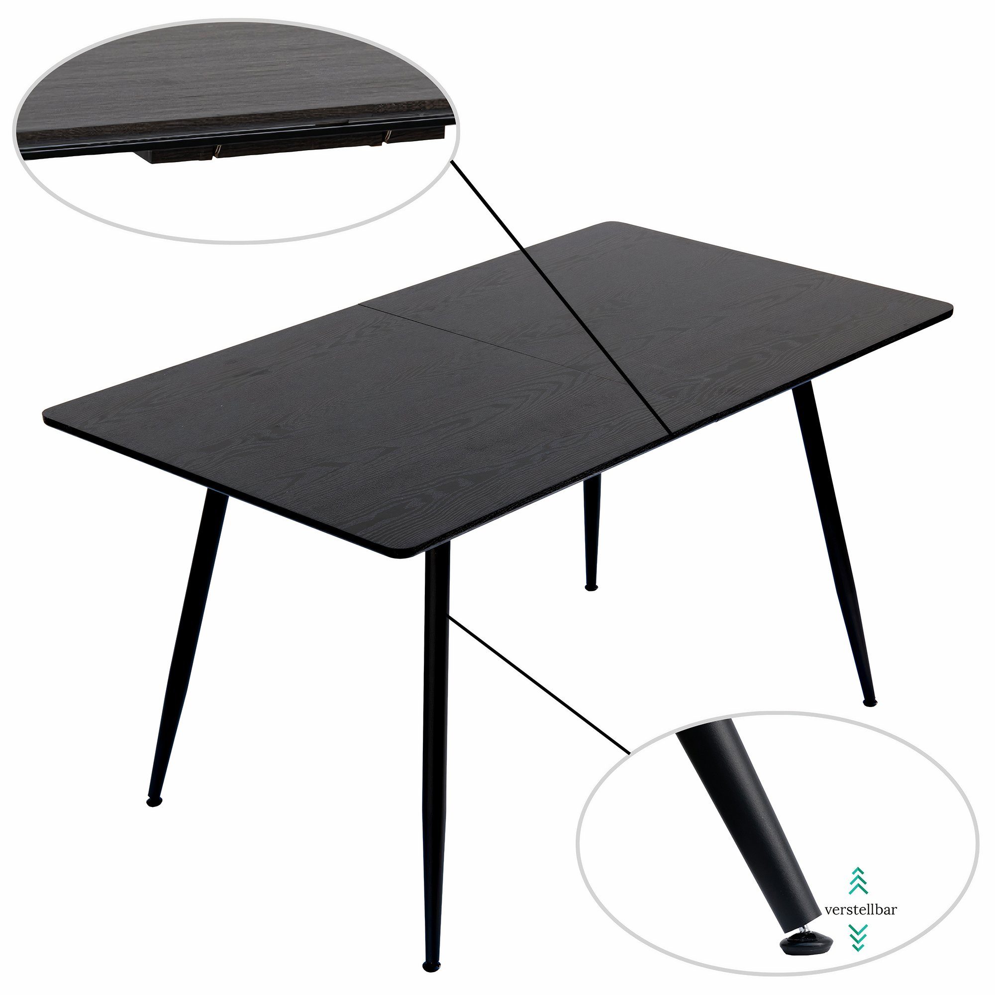 TRISENS Esstisch Mateo, Esstisch ausziehbar 140-180x80cm 6-10 Personen Küchentisch Holz Optik