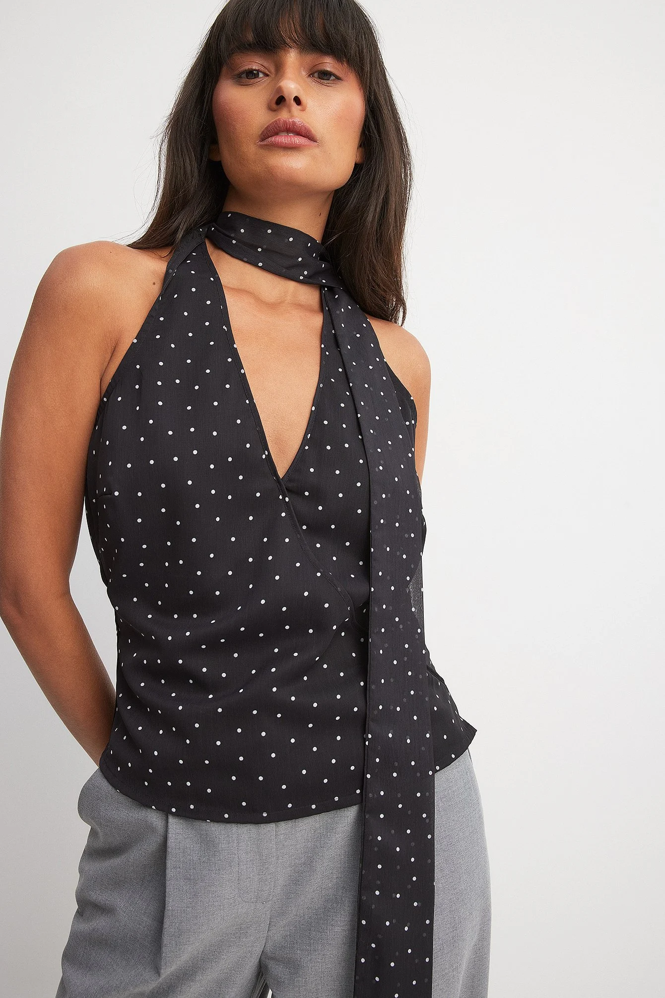 Chiffon-Halterneck-Oberteil mit Print