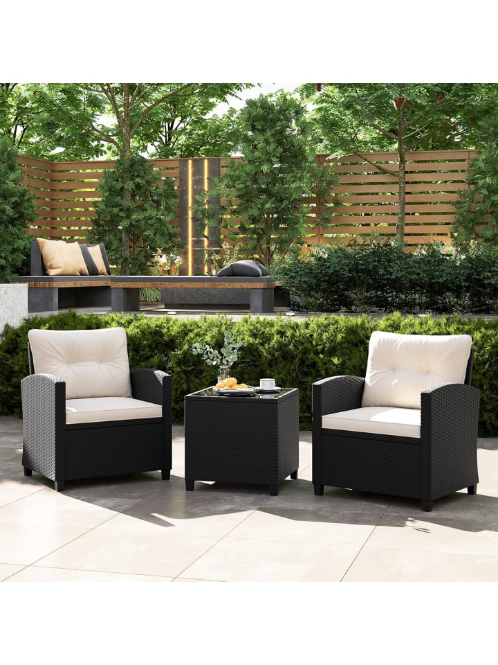 COSTWAY 3 tlg. Rattan Gartenmöbel Set in Beige günstig kaufen onesize