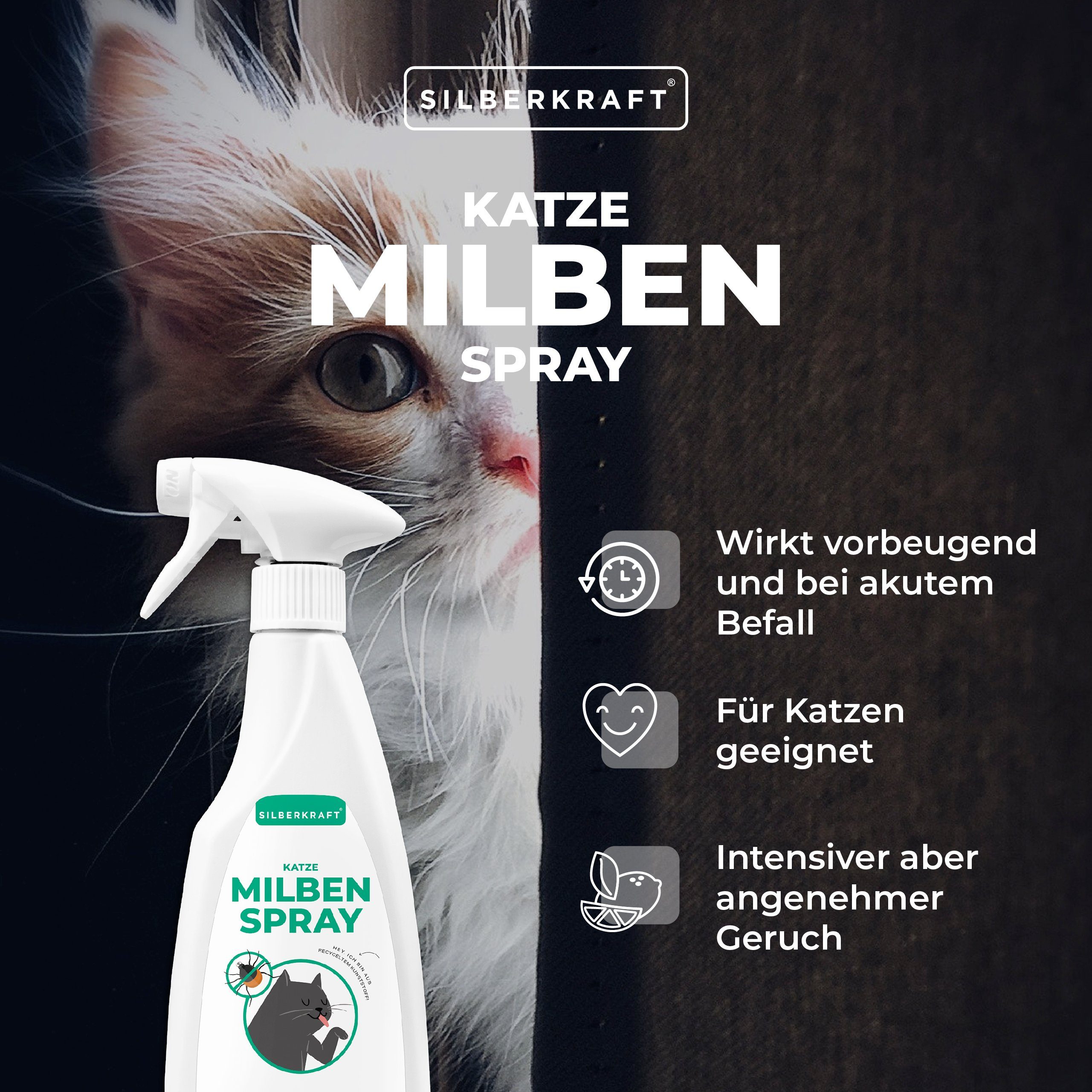 Silberkraft Insektenspray Milbenspray für Katzen, 500 ml, 1-St.