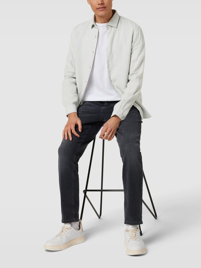 Freizeithemd mit Label-Stitching in hellgrau