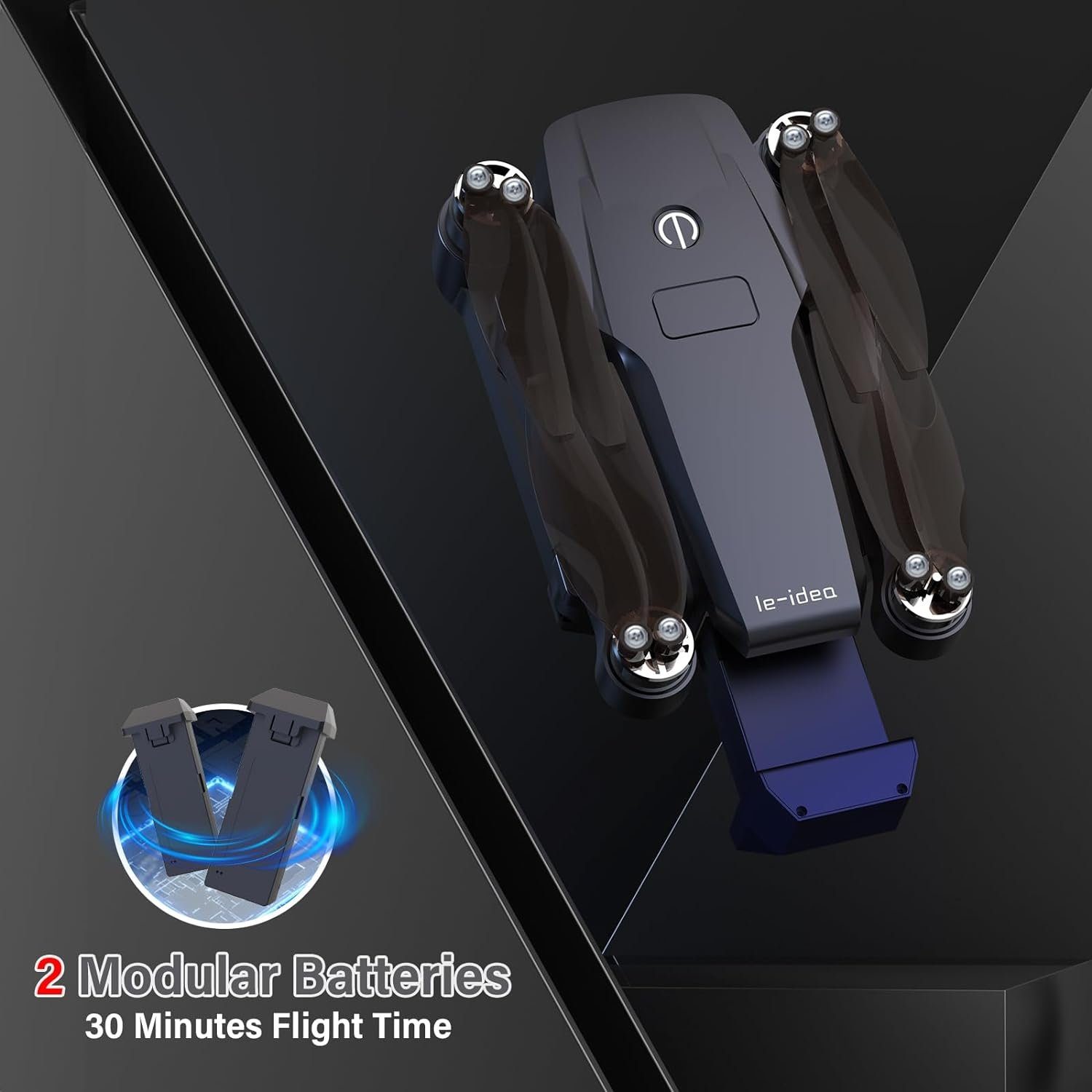 le-idea Drohne (2K, IDEA16 Drohne mit einstellbarer 2K Kamera,5GHz WIFI FPV Drohnen, Drohne 2 Batterien mit 30 Minuten Flugzeit, IDEA16 Drohne 2023 Modell)