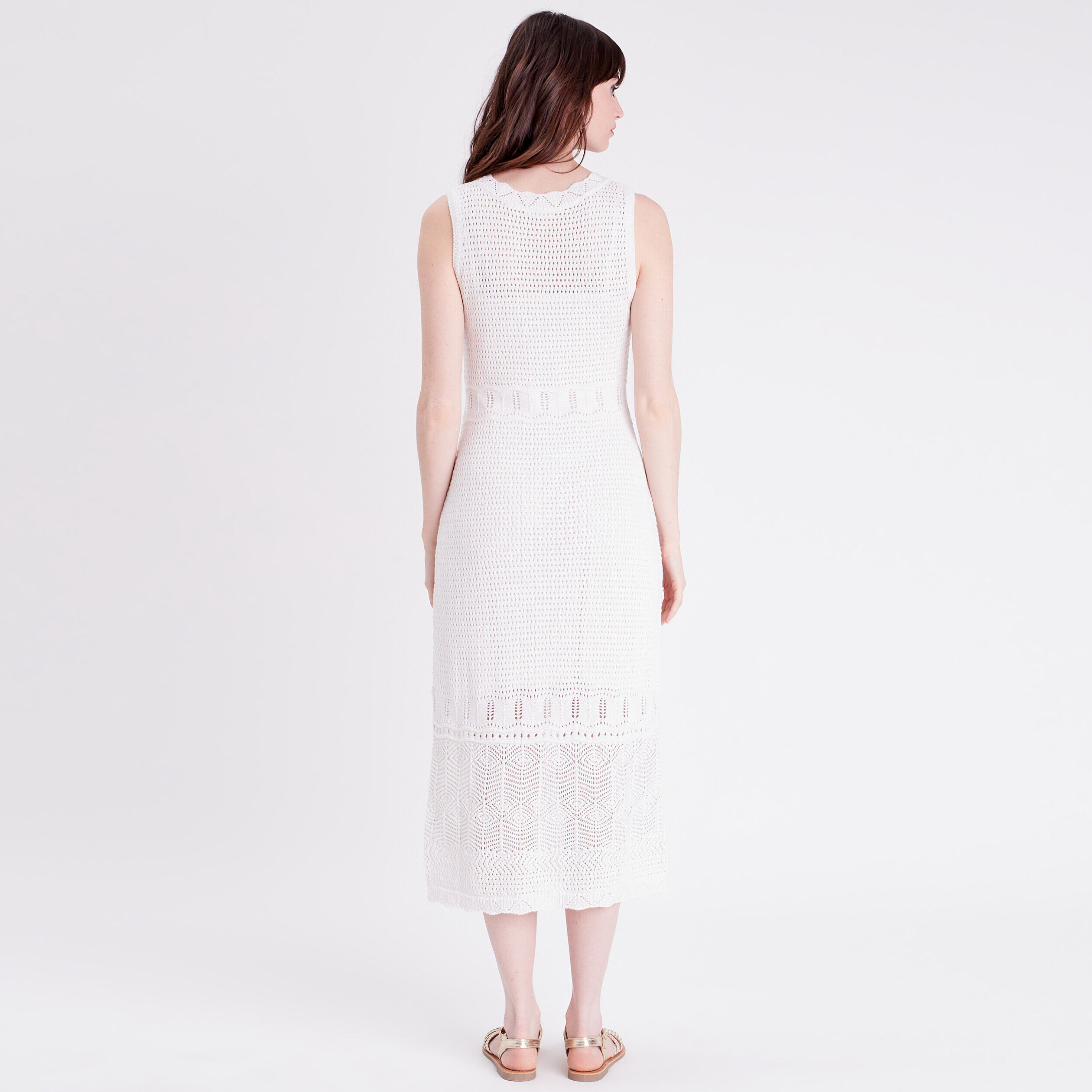 Robe longue trapèze crochet ecru femme | Cache Cache