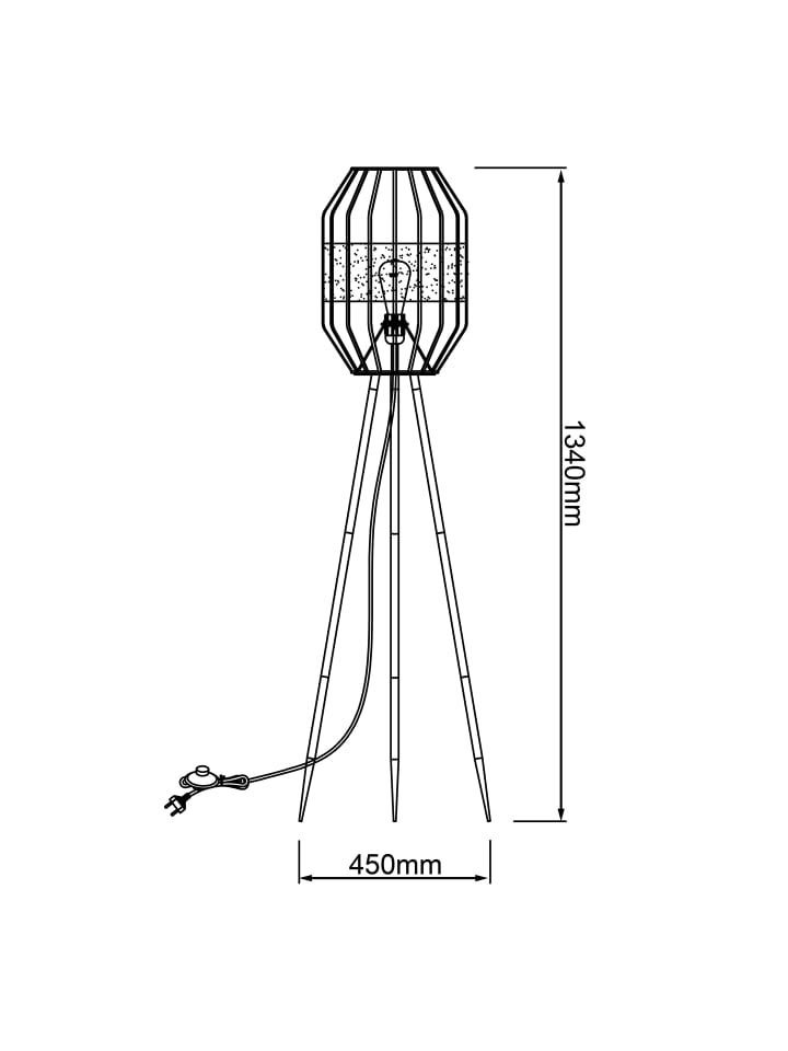 Brilliant Standleuchte, dreibeinig Slope ⌀ 45 cm in schwarz/natur günstig kaufen onesize