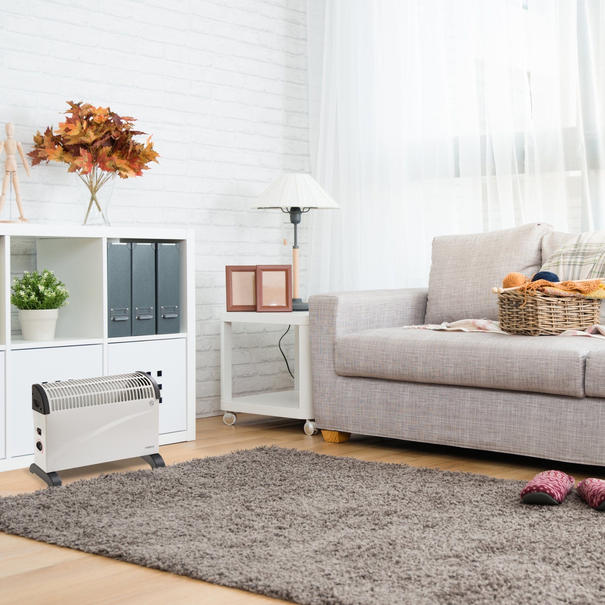 Arebos Konvektor 2x Standfüße, 2000 Watt, Thermostat, Frostwächter-Funktion, 2000 W