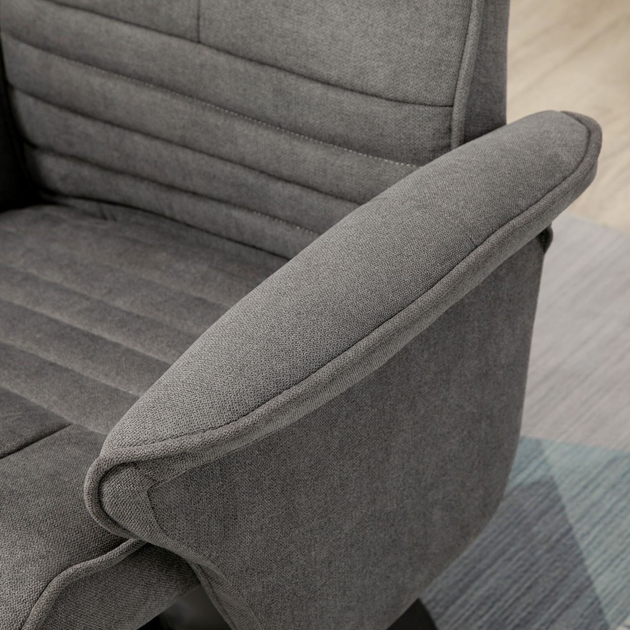 HOMCOM Relaxsessel mit Fußhocker verstellbare Rückenlehne für Schlafzimmer Schaumstoff Dunkelgrau 69 x 71 x 104 cm