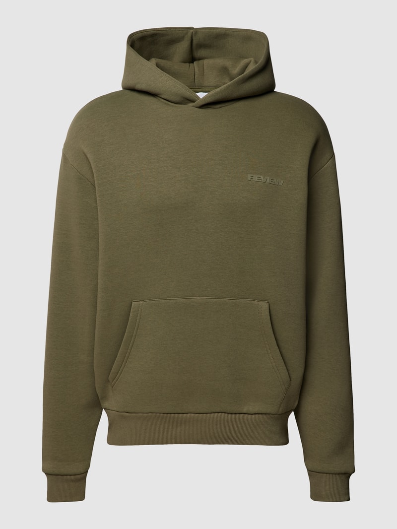 Hoodie mit Label-Print in khaki