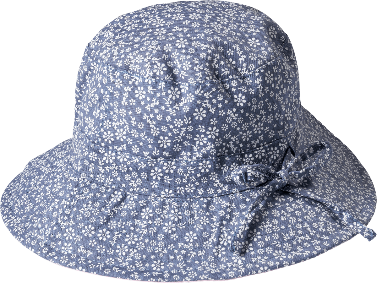Hut mit Blumen-Muster, blau, Gr. 54/55, 1 St