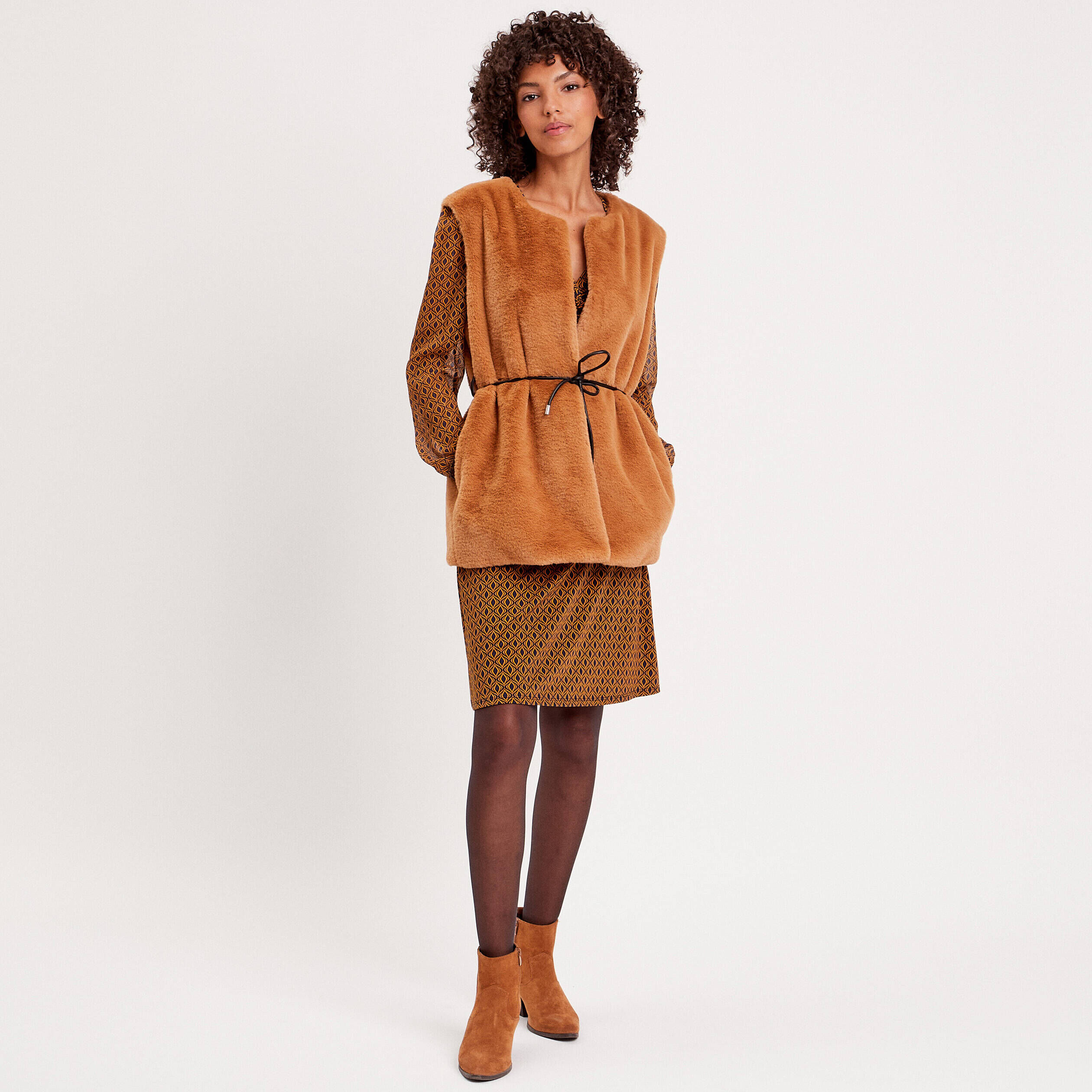 Robe évasée manches 3/4 bleu marine femme | Cache Cache