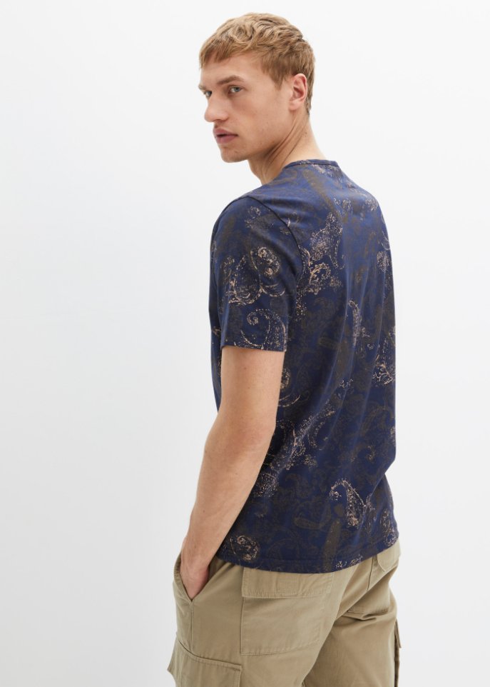 Henleyshirt mit Paisley-Druck, Kurzarm