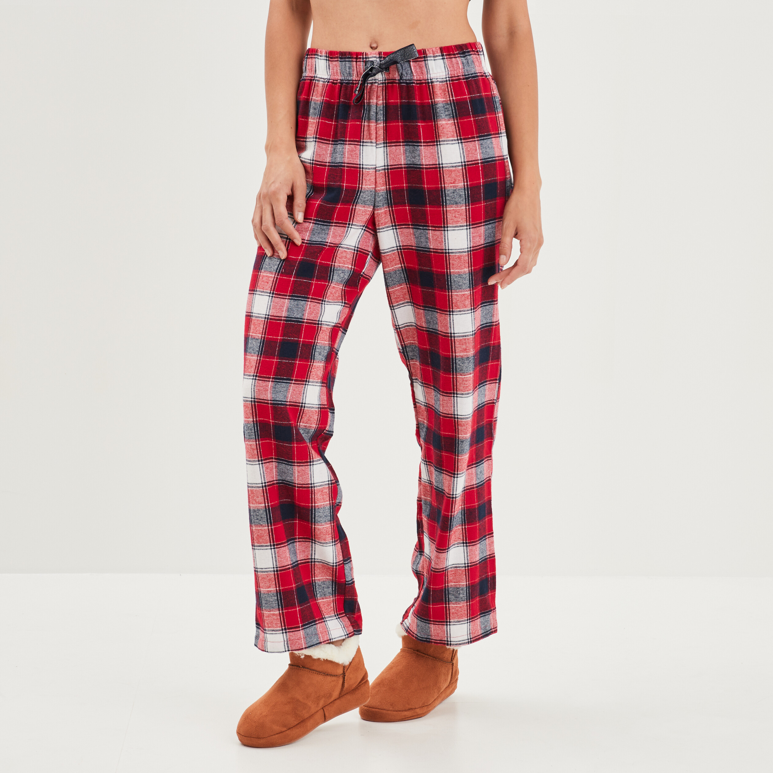 Pantalon de pyjama taille élastiquée rouge femme | La Halle