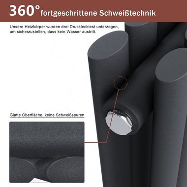 ELEGANT Badheizkörper Heizkörper Design Röhrenheizkörper modern mit/ohne Multiblock, Anthrazit