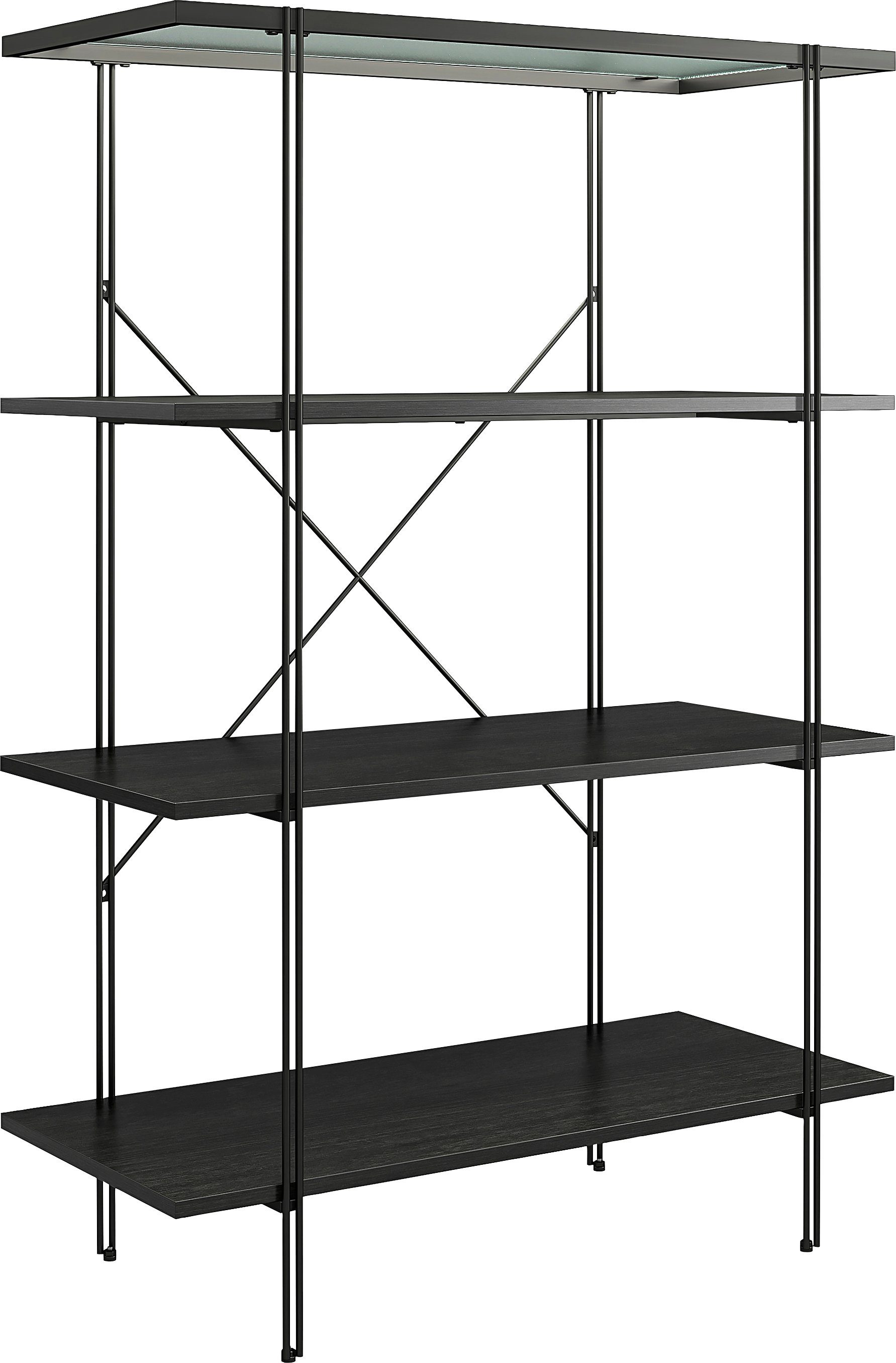 Dorel Home Aktenregal Wainwright, 1-tlg., Oberboden aus Glas, Breite 79,5 cm, Höhe 117 cm, Metallregal