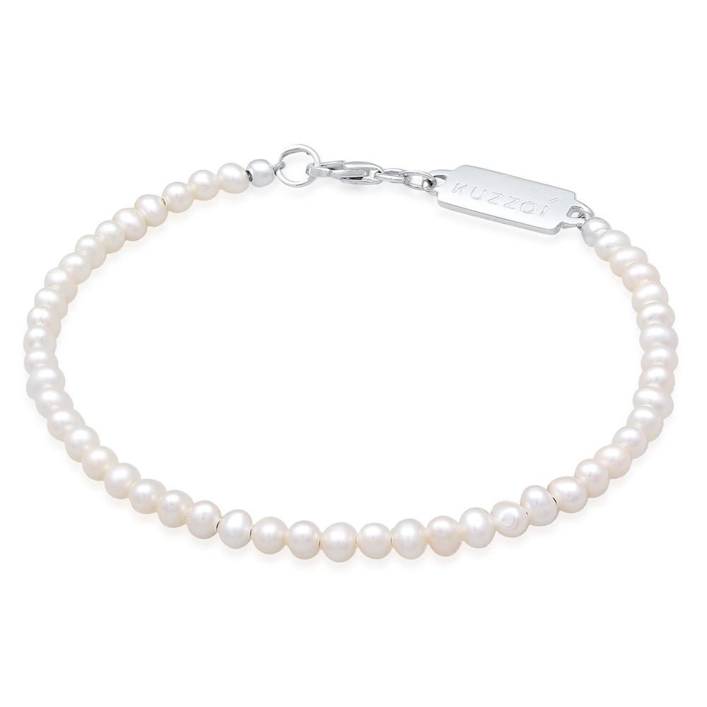 KUZZOI KUZZOI Bracelet Hommes tendance vintage avec perles d'eau douce en argent sterlin Bracelet