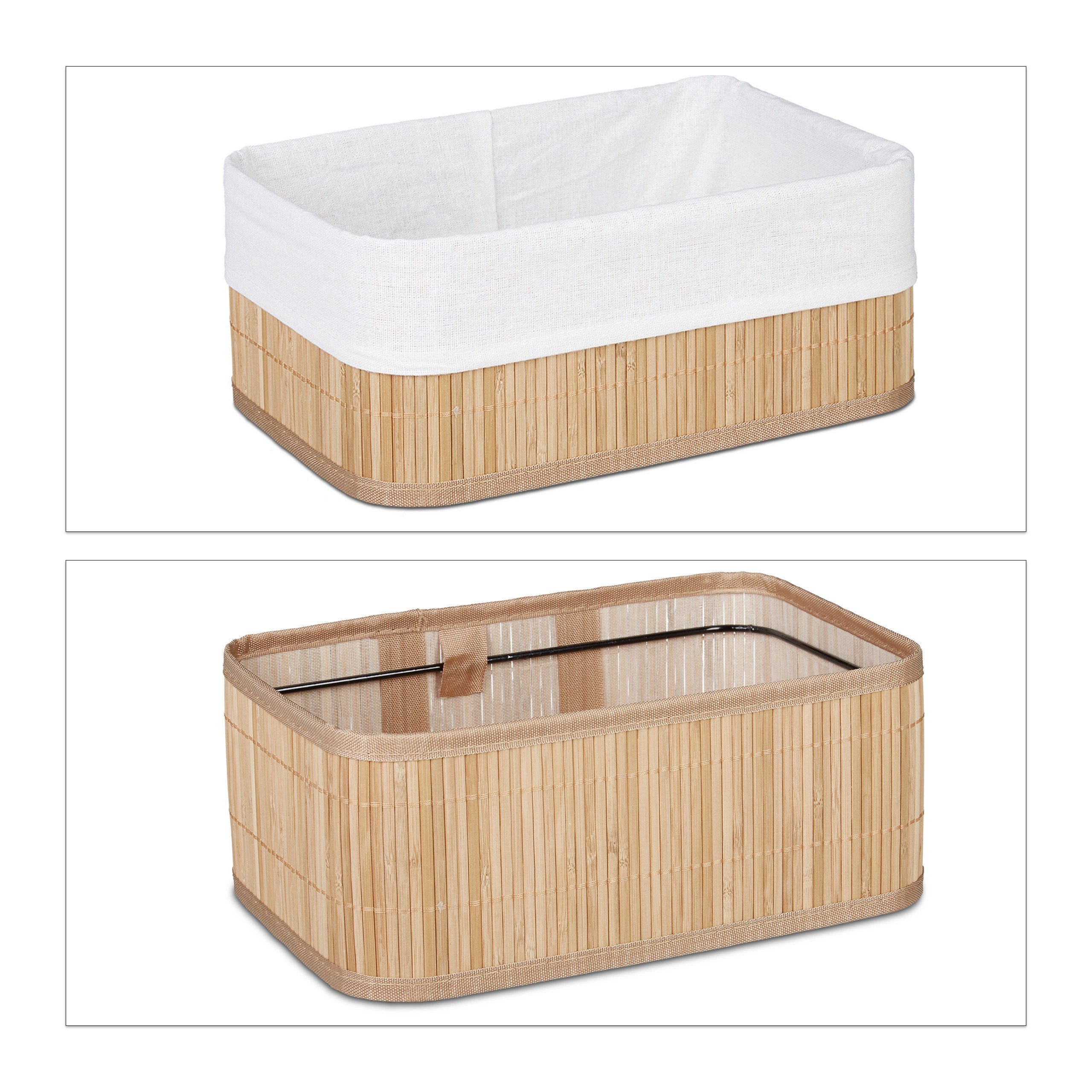 relaxdays Aufbewahrungskorb Aufbewahrungskorb Bad 3 teiliges Set, Natur