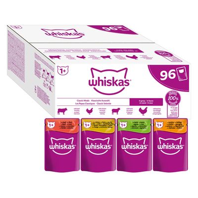 Jumbopack Whiskas 1+ Adult Frischebeutel 96 x 85 g