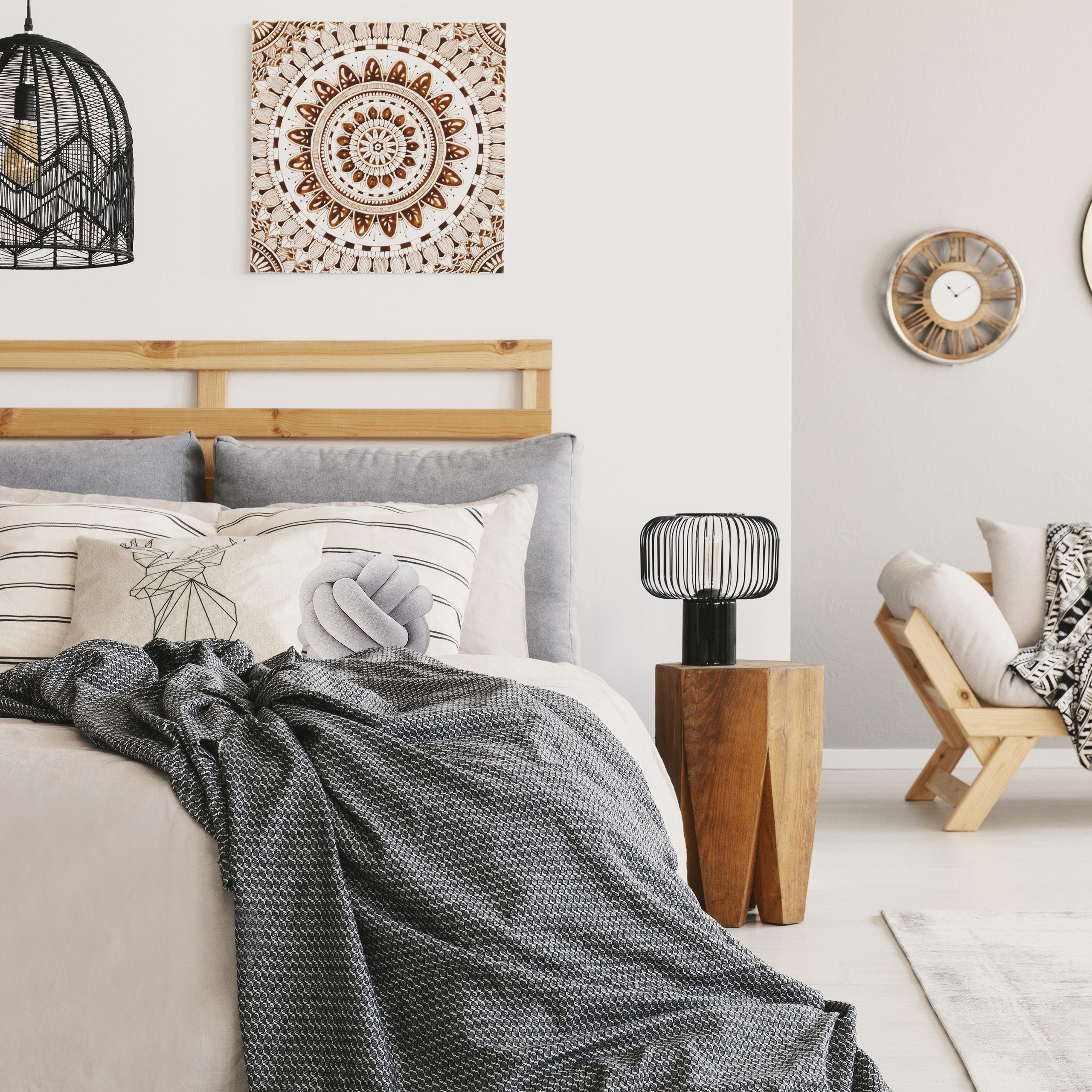 relaxdays Dekokissen Knotenkissen, Grau