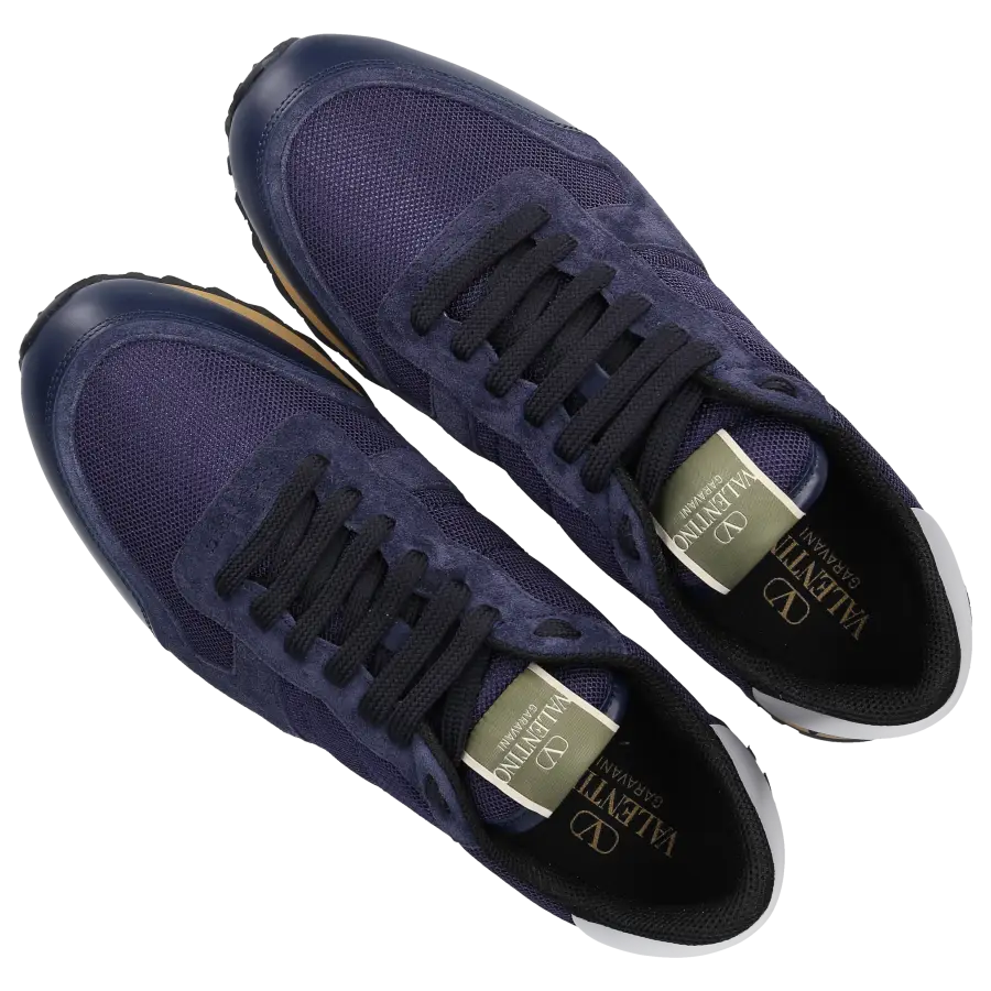 Valentino Garavani - Sneaker low ROCKRUNNER Veloursleder Textil - blau