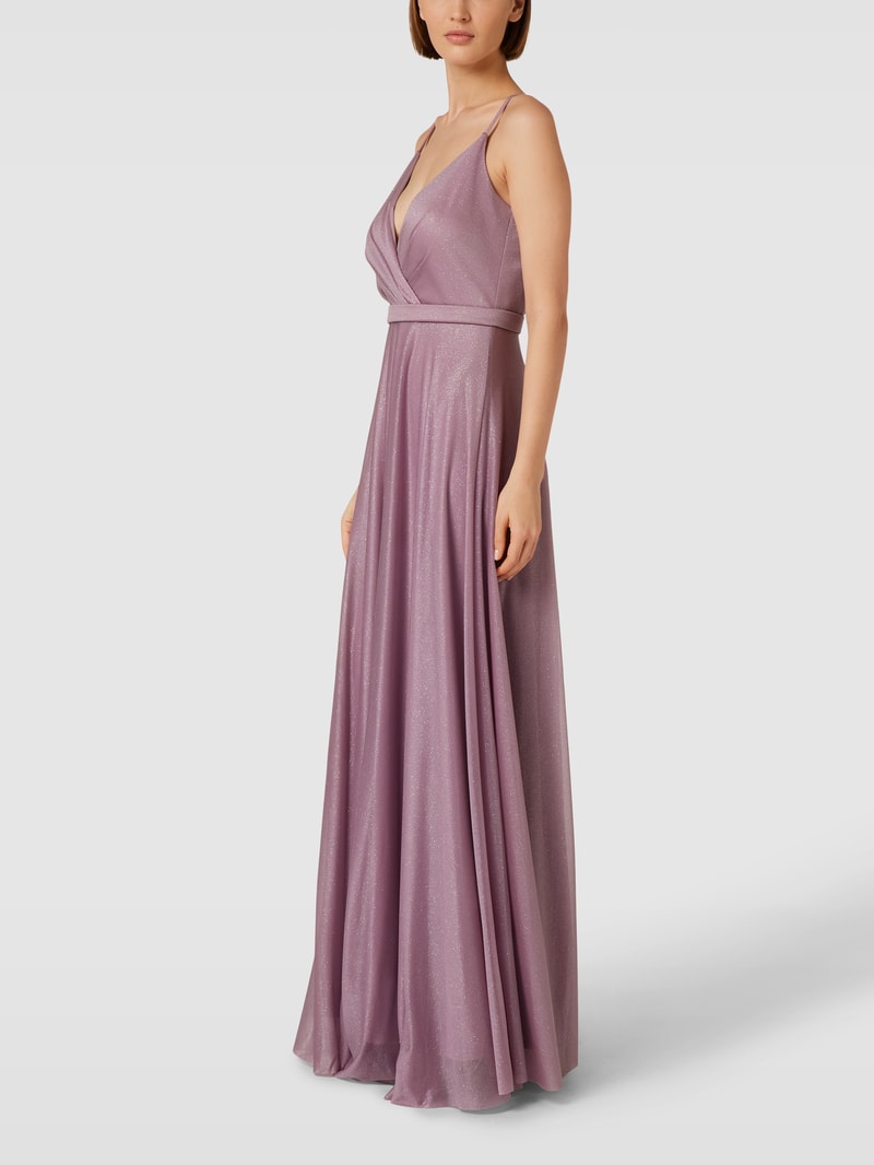 Abendkleid in schimmernder Optik in mauve meliert