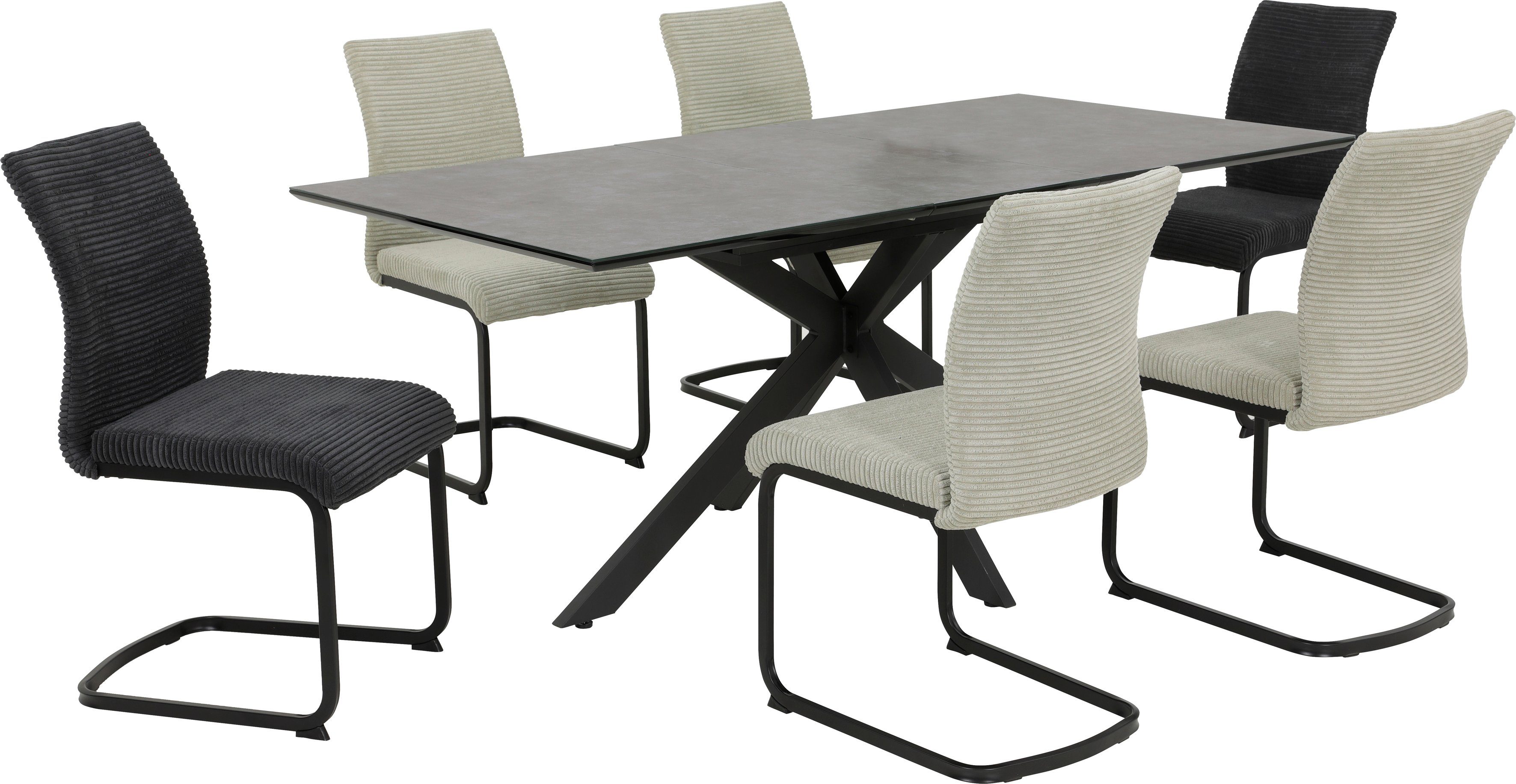 HELA Freischwinger FABIA (Set, 2 St), 120 Kg belastbar, Stoff in Breitcord, 2er und 4er Set