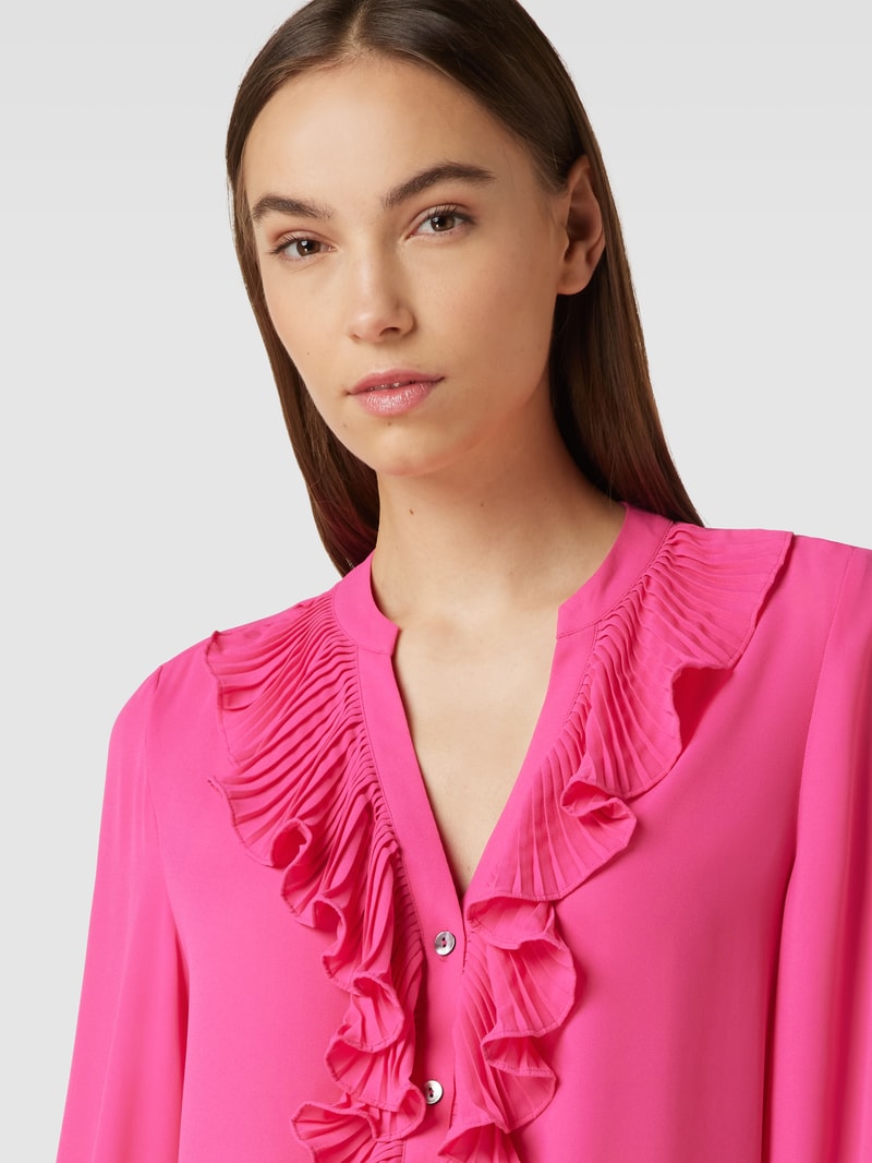 Bluse mit Volants in pink