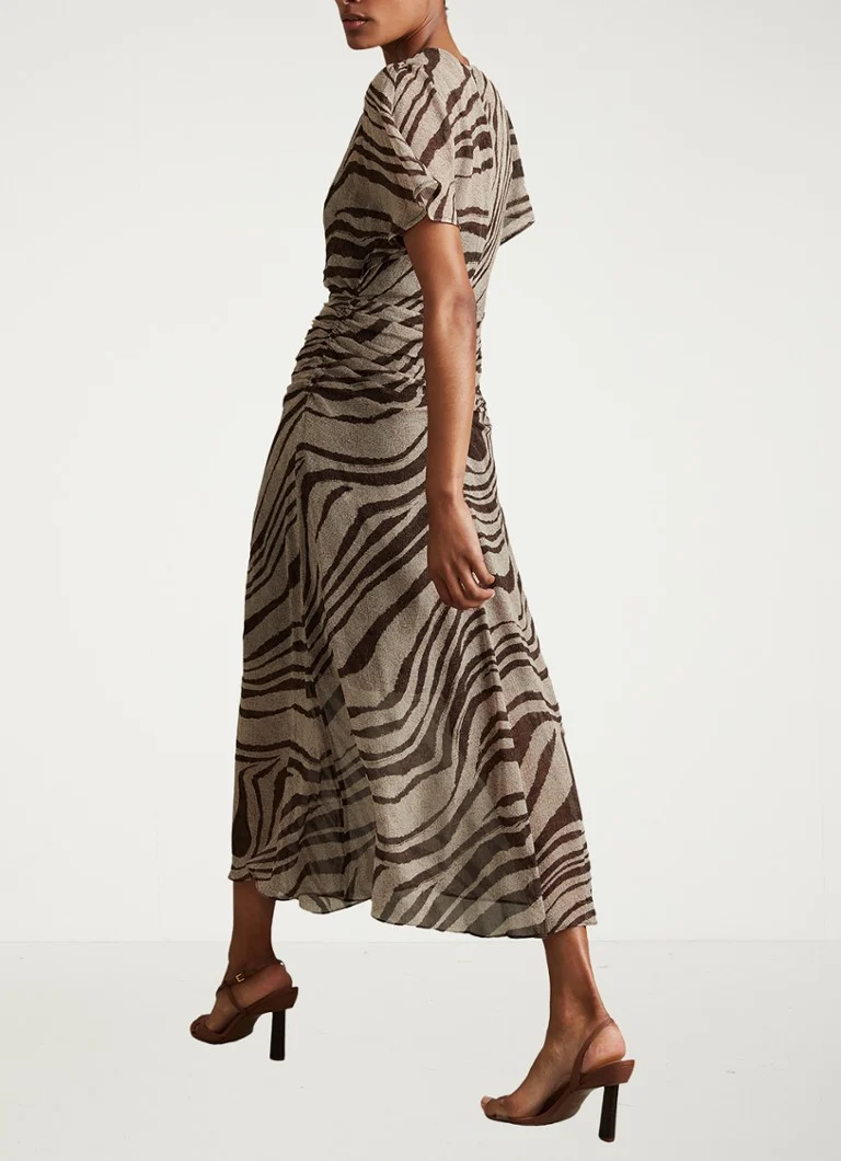 Vestido midi Reiss Tabitha con estampado de cebra