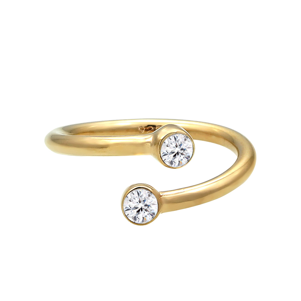 Elli Elli Bague Torsadé avec Cristaux Bague Femme-Plaqué Or Argent (925/1000) Bague