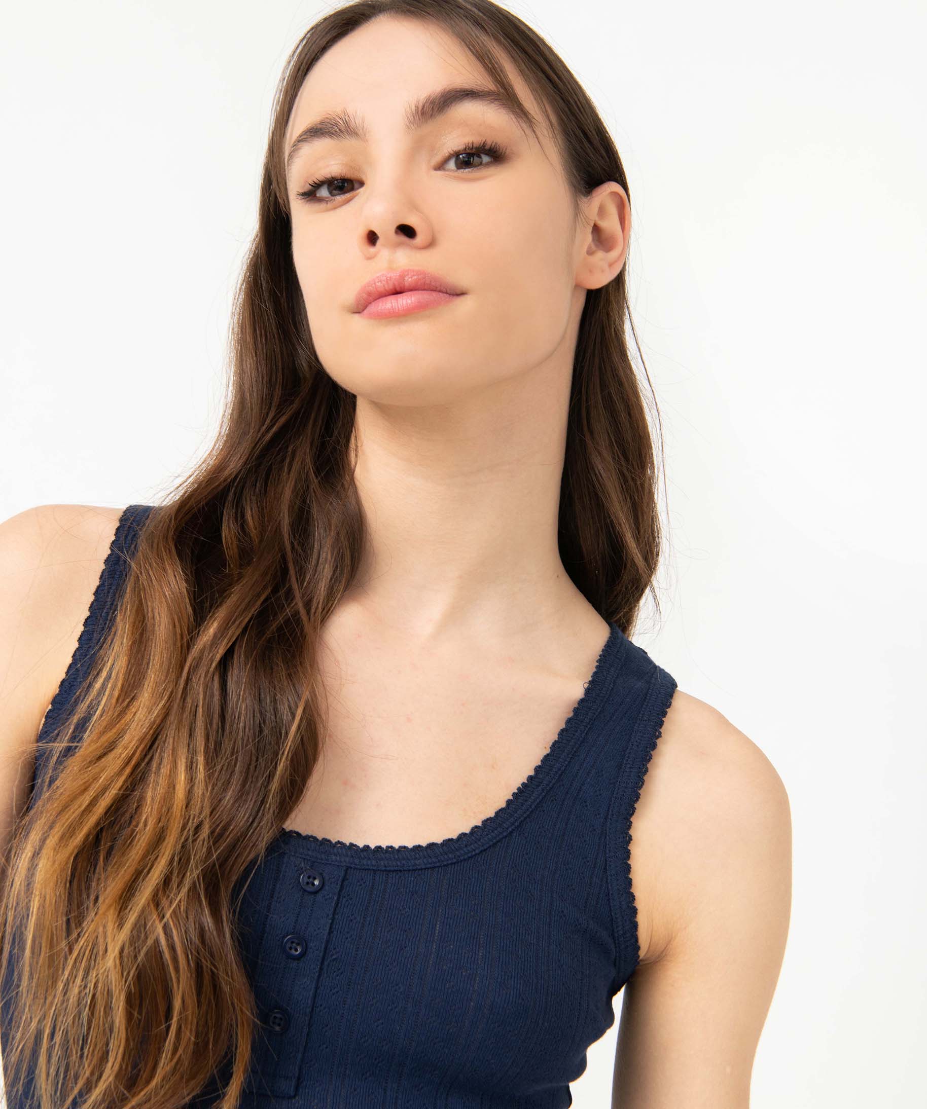 Chemise de nuit femme sans manches - LuluCastagnette bleu fonce | GEMO