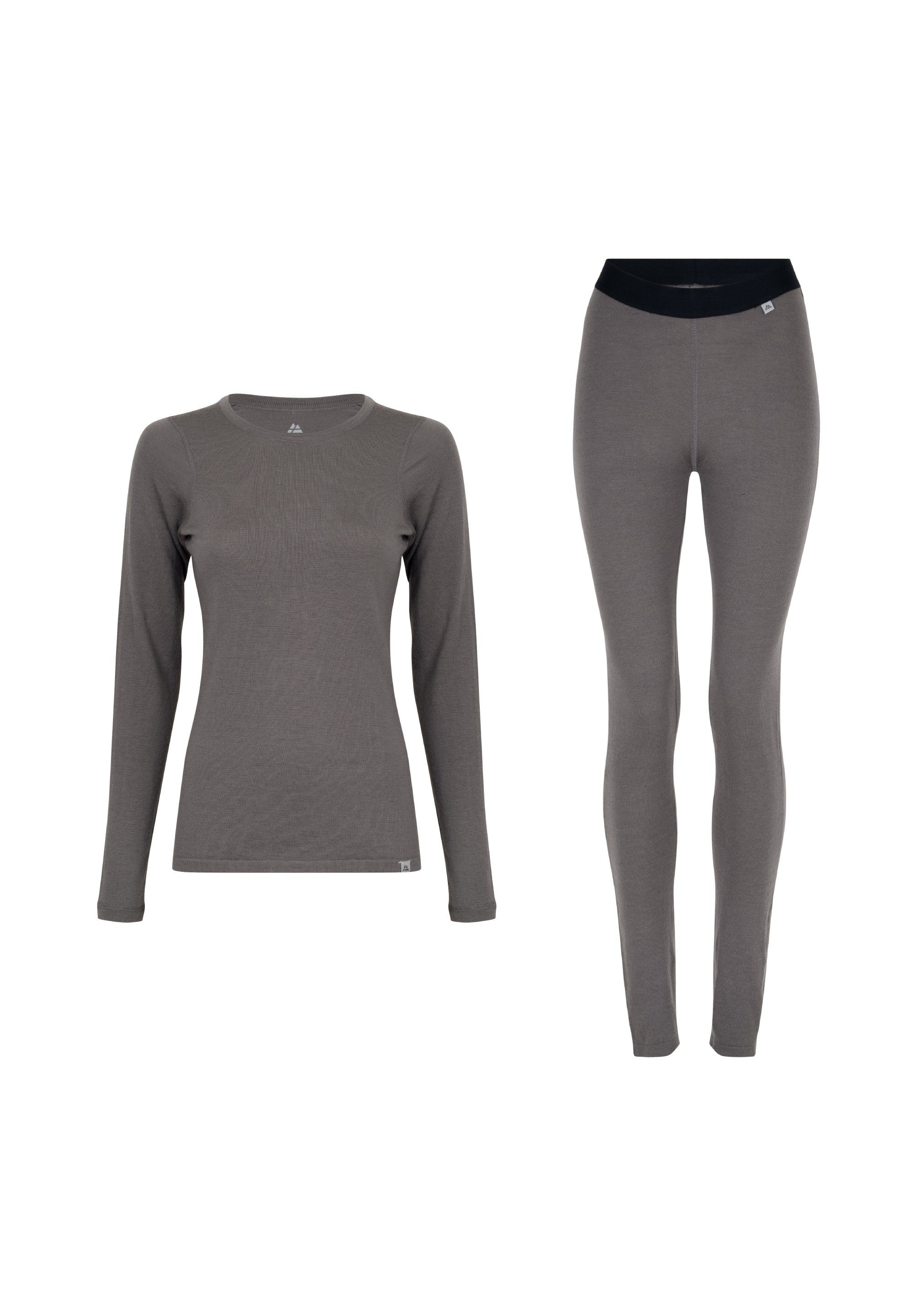 DANISH ENDURANCE Thermounterhemd Merino Thermo-Unterwäsche Set für Damen Langarm Shirt & Hose, Temperaturregulierend