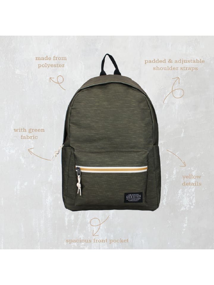 COFI 1453 Skooter Rucksack – Stylischer Schulrucksack in Grünviel Stauraum in Grün günstig kaufen 41 cm