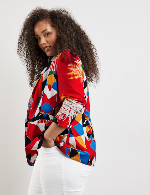 Blazer mit buntem Muster-Mix