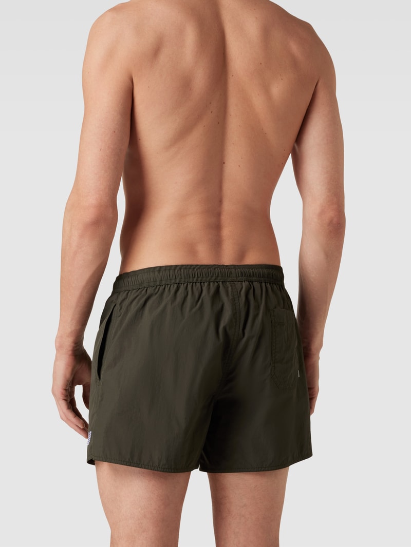 Badehose mit Label-Stitching Modell 'Basic' in dunkelgrau