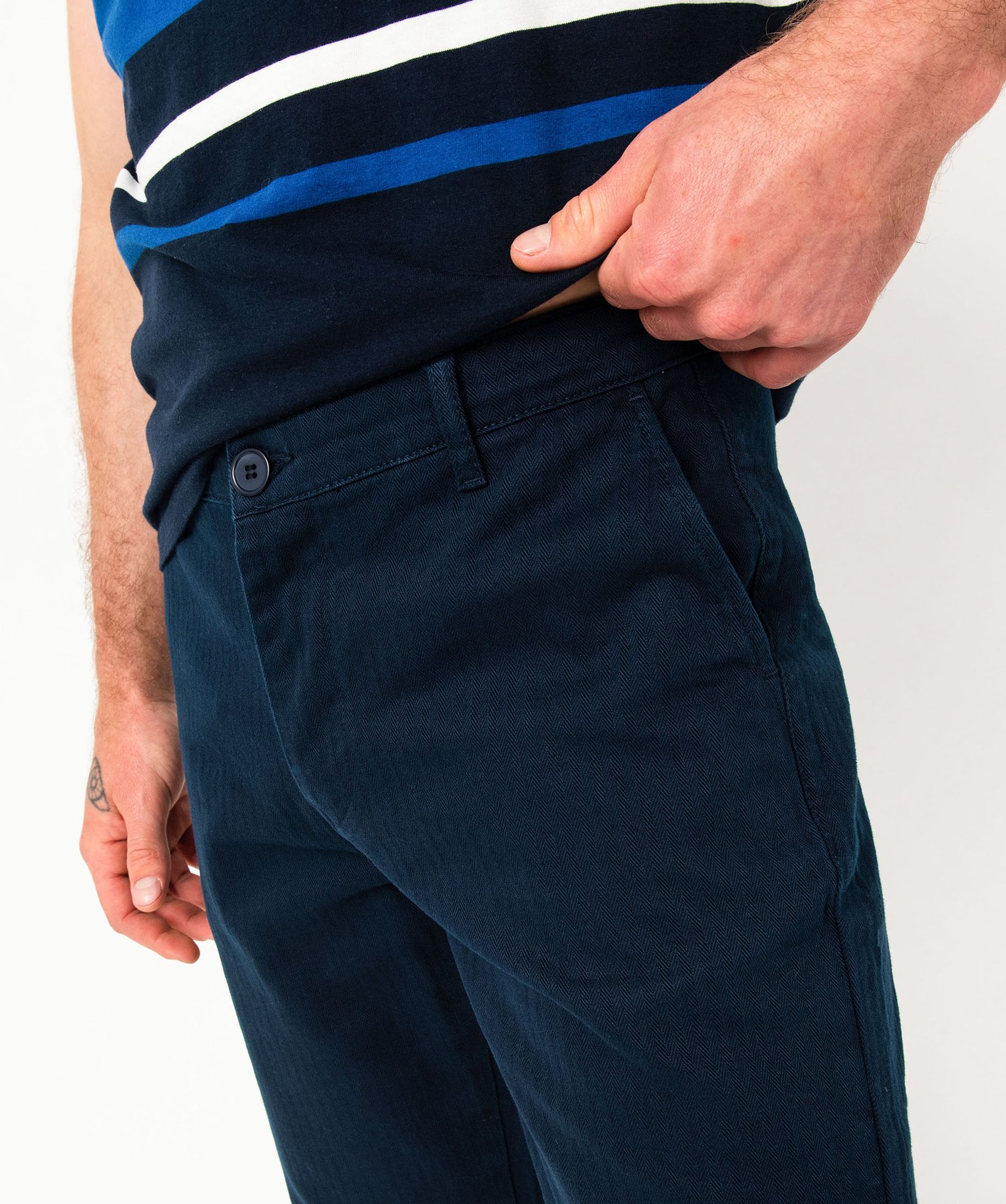 Bermuda coupe chino en coton stretch homme bleu fonce | GEMO