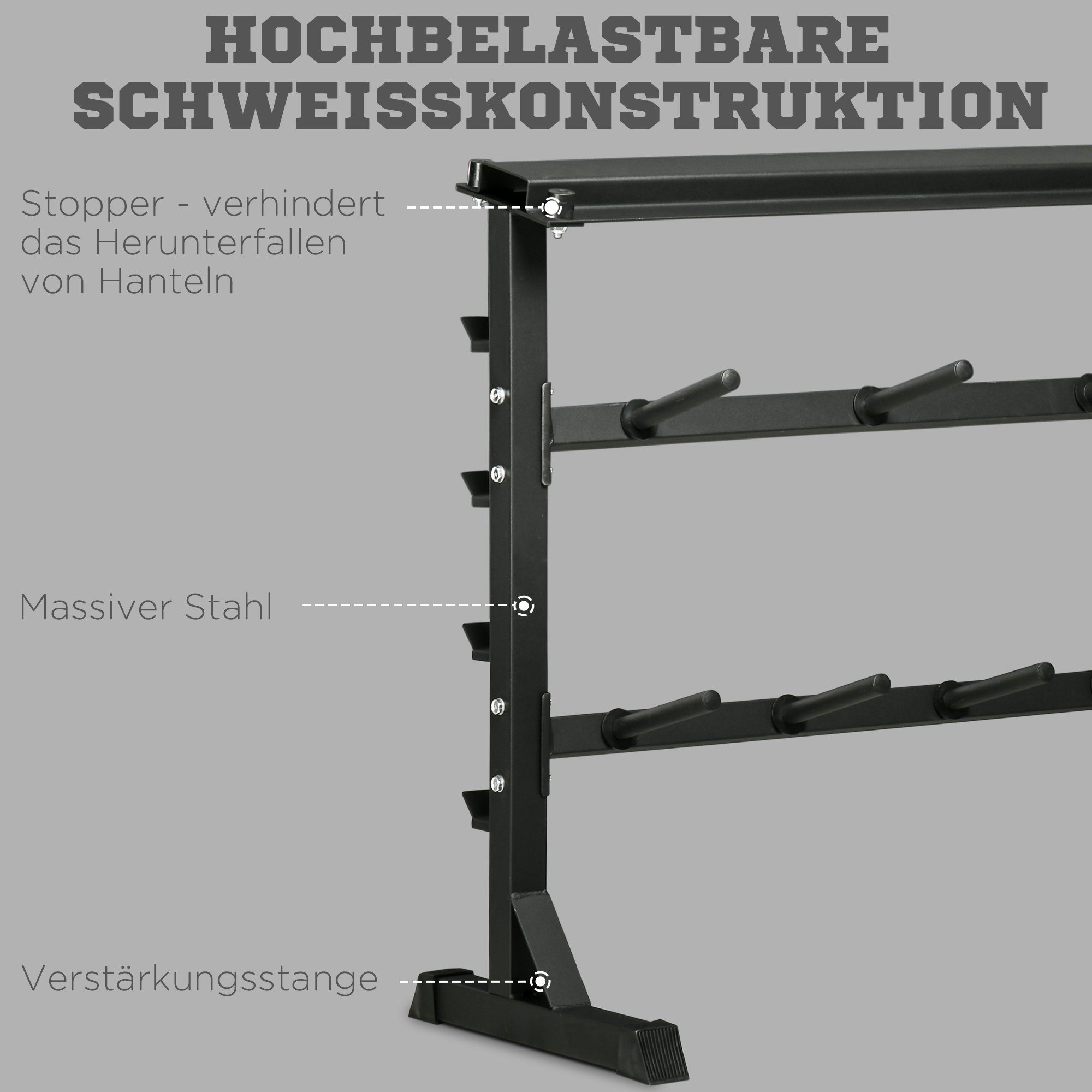 HOMCOM Langhantelständer Hantelständer, für Hantelscheiben, Stangen