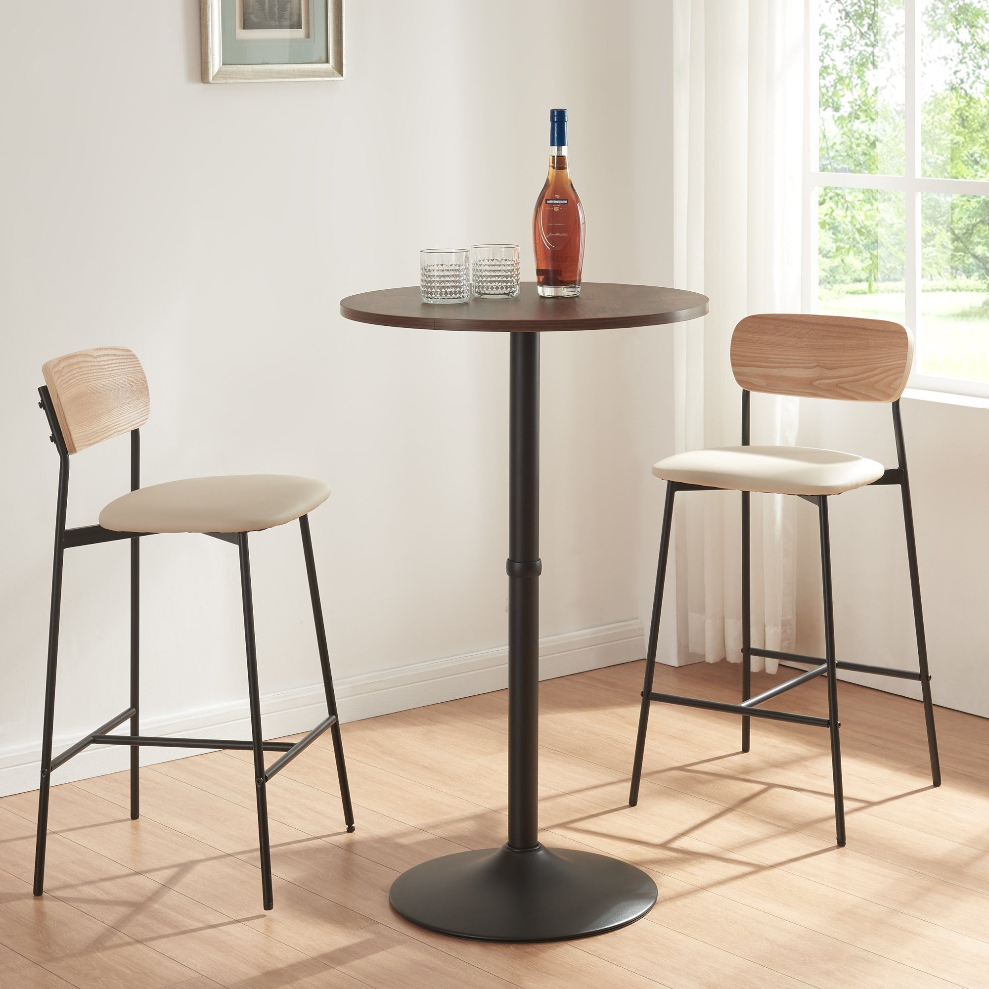 en.casa Bartisch, Vantaa Bistrotisch 100x60cm Walnuss / Schwarz