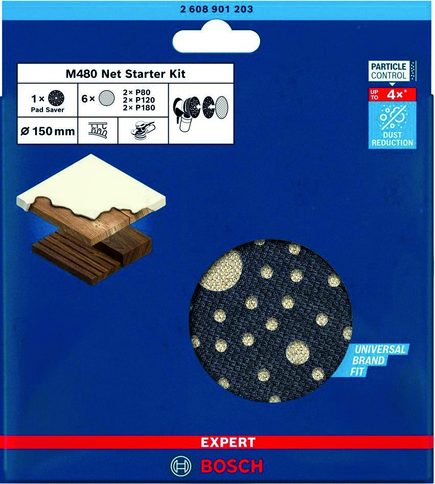 Bosch Blue Zubehör 2608901203 Expert M480 Starterset für Exzenterschleifer 150 mm 7-teilig