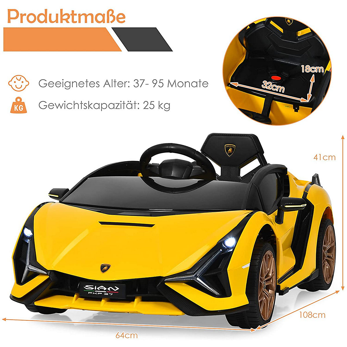 Elektroauto Lamborghini 2.4G Fernbedienung 3-8 Jahre